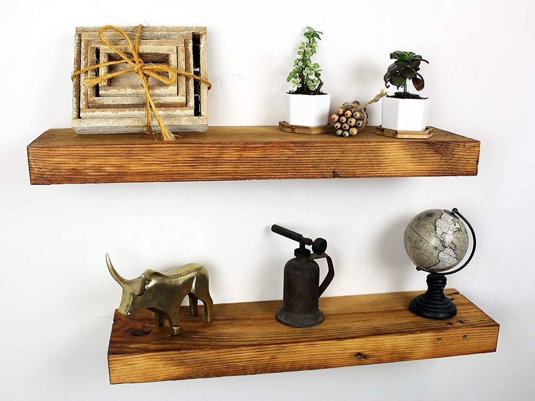 Reclaimed Wood Wall Shelves Set of 2 - 24