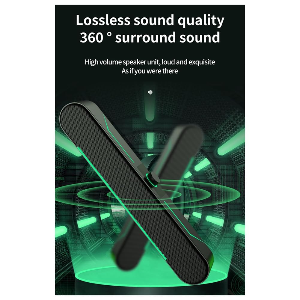 Kioball Gaming Computer Speakers with LED Lights - High Volume Desktop Stereo Soundbar for PC, Laptop, Music & Movies | Perfect for Gaming Setup, Home Office & Entertainment Systems