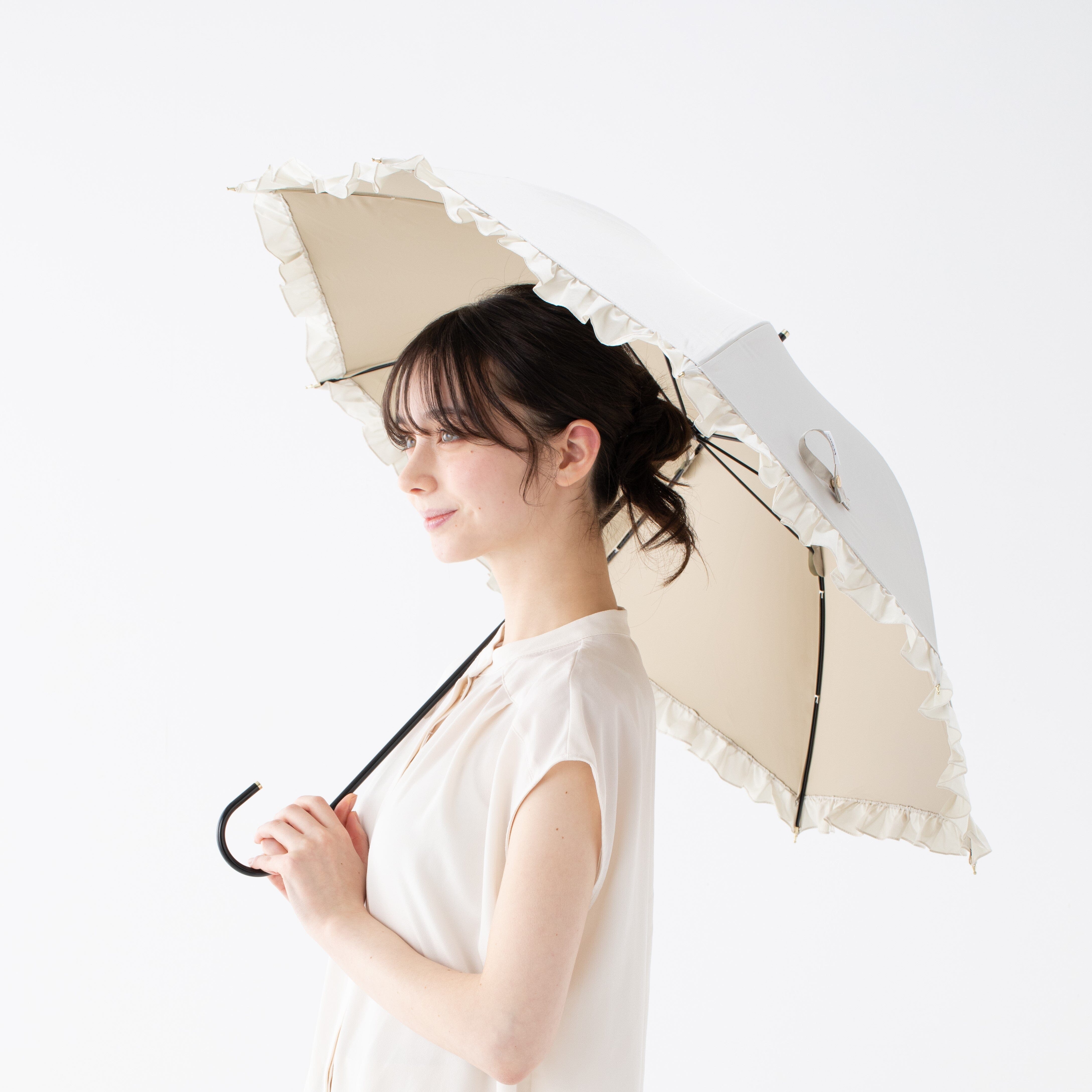 Classic Frill Long Umbrella Navy Blue - Waterproof Windproof Travel Umbrella for Women & Men - Perfect for Rainy Days, Commuting, and Outdoor Activities