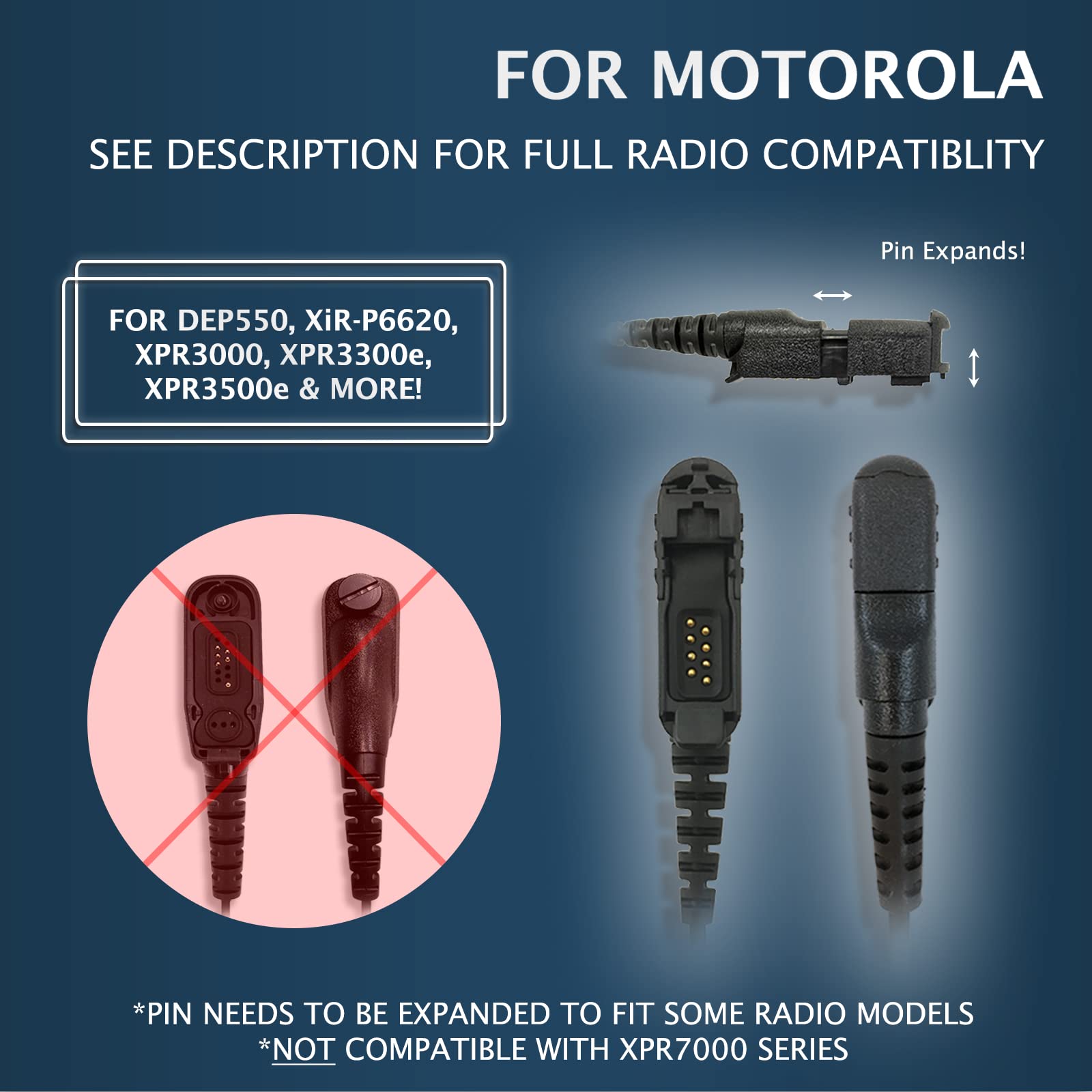 ProMaxPower Two-Way Radio Headset Earpiece G-Shape - Compatible with Motorola XPR3300e XPR3500e DP2600 DP3441 MTP3550 (5 Pack) - Ideal for Security, Construction & Event Communication