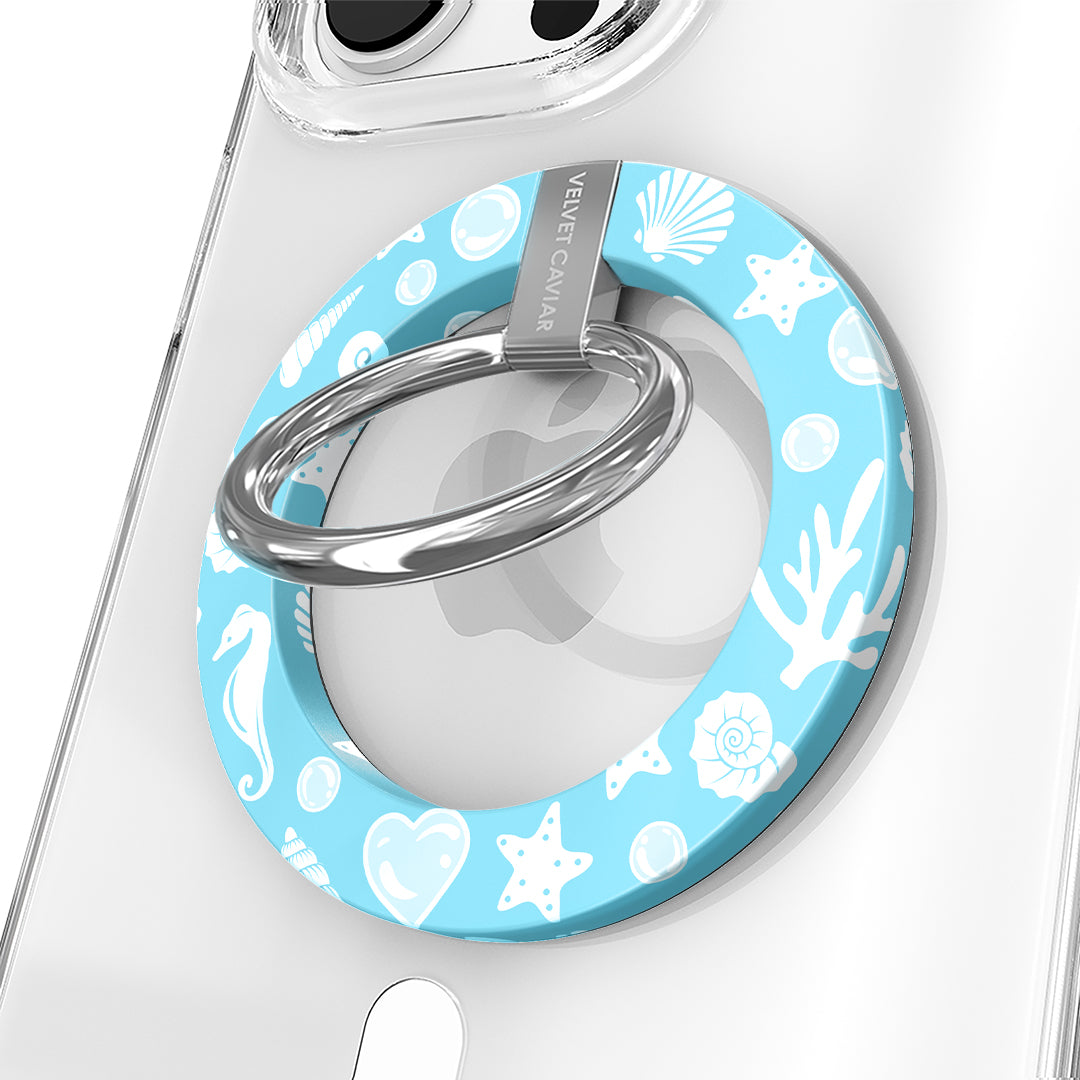 Aquamarine Holo MagSafe Grip Ring for iPhone 13/14/15 Pro Max - Anti-Slip Phone Holder with 360° Rotation - Perfect for Driving, Workouts & Everyday Use
