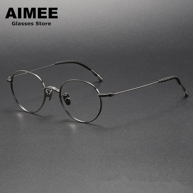 Aimee Unisex Full Rim Round Square Titanium Eyeglasses 14153 - Lightweight Durable Frame for Men & Women - Perfect for Reading, Work, and Everyday Use