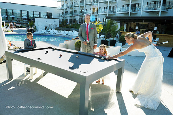 Premium Outdoor Pool Table - Canada Billiard Storm Durable All-Weather Dining Pool Table for Patio, Backyard & Game Room Entertainment