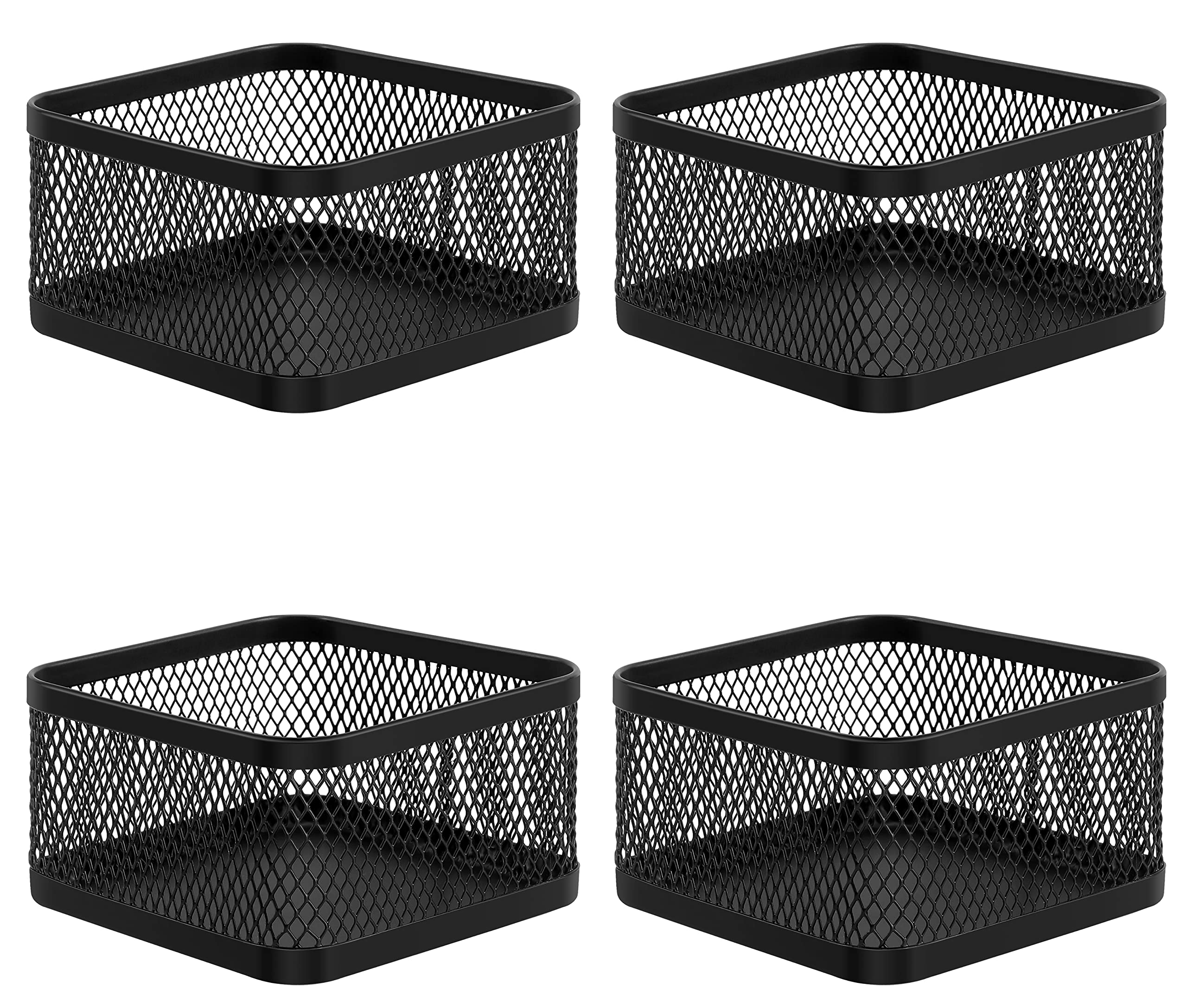 MaxGear 4-Pack Black Mesh Paper Clip Holder & Organizer - Desk Paperclip Dispenser for Office Supplies, Binder Clips Storage - Perfect for Home Office, School & Workplace Organization