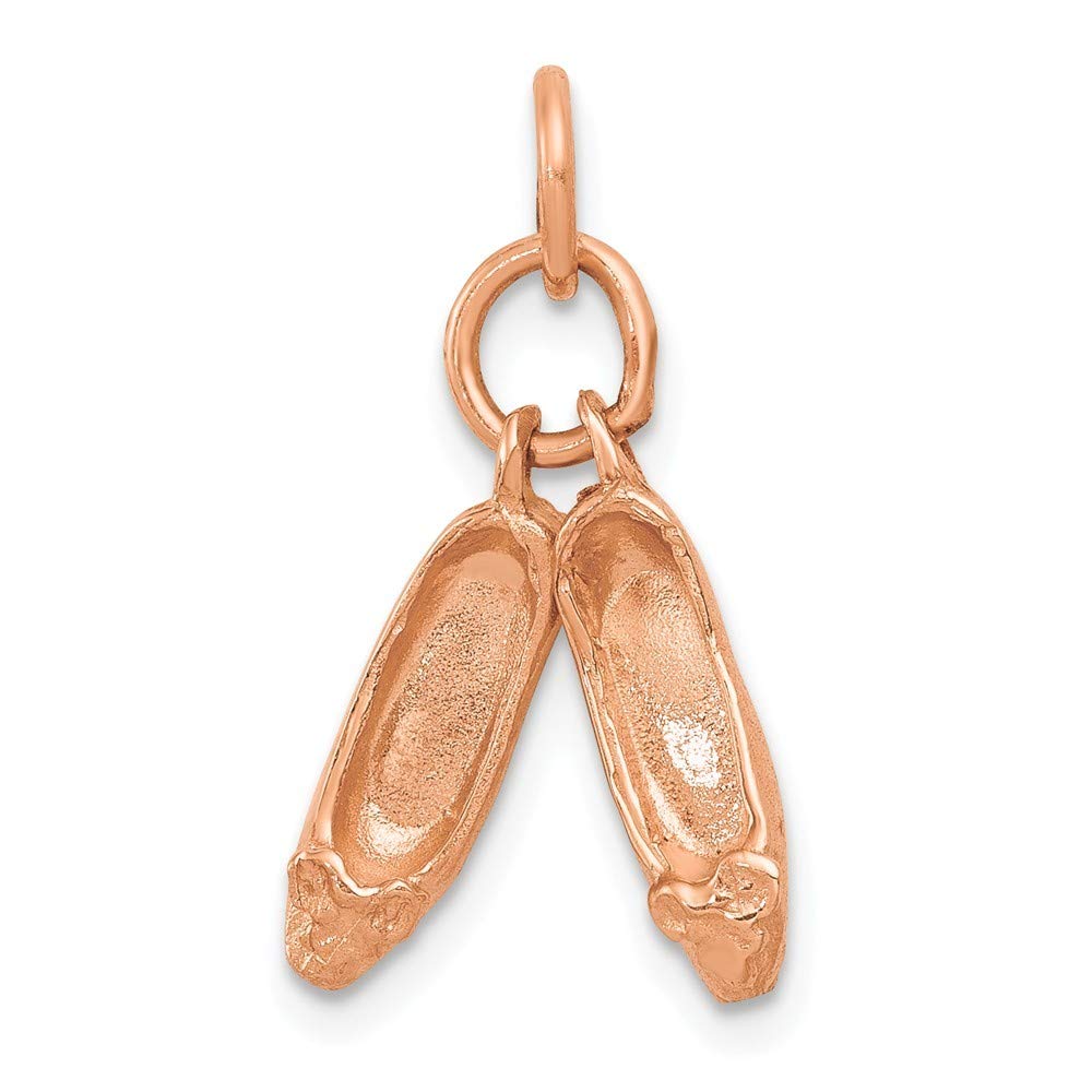 14K Rose Gold Polished 3D Movable Ballet Slippers Charm Pendant - Perfect for Jewelry Making, Bracelet Charms, Necklace Pendants & Gift Giving