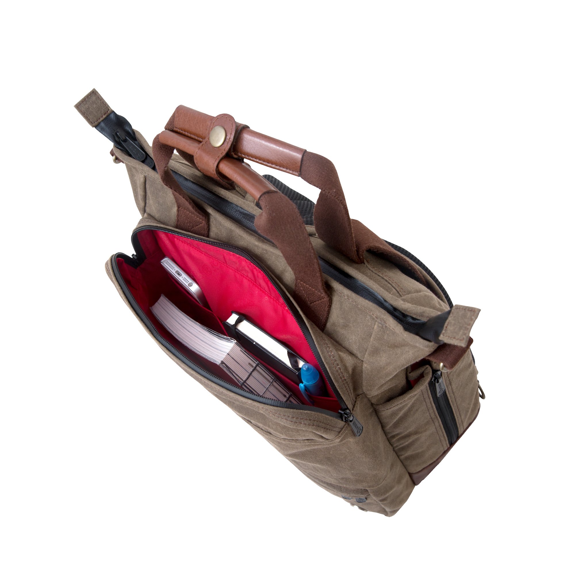 Waxed Fordham Convertible Backpack & Messenger Bag - Dark Brown Leather, One Size Fits All - Perfect for Travel, Work & Everyday Use