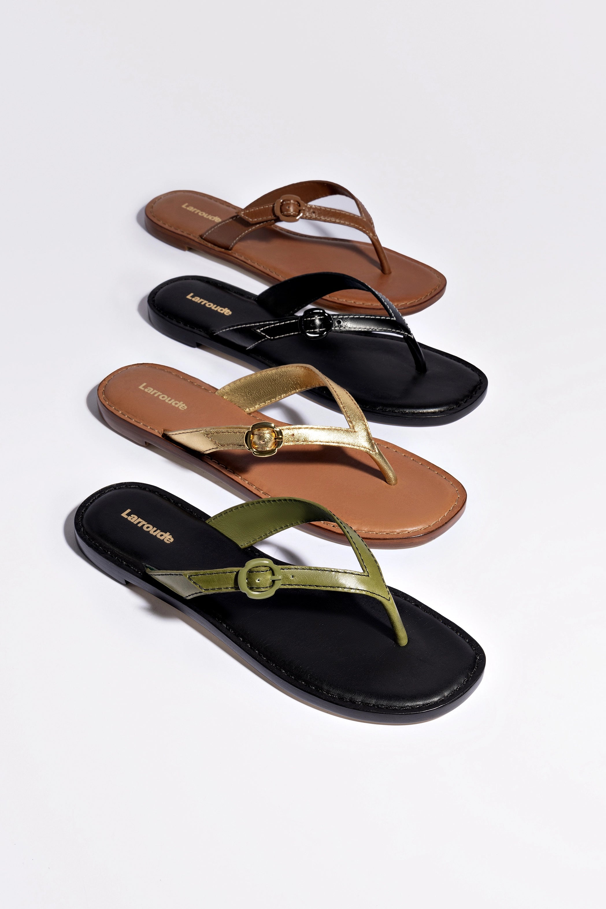 Mary Kate Flat Sandal in Gold Metallic Leather - Women's Comfortable Summer Dress Sandals for Beach, Vacation & Casual Outings