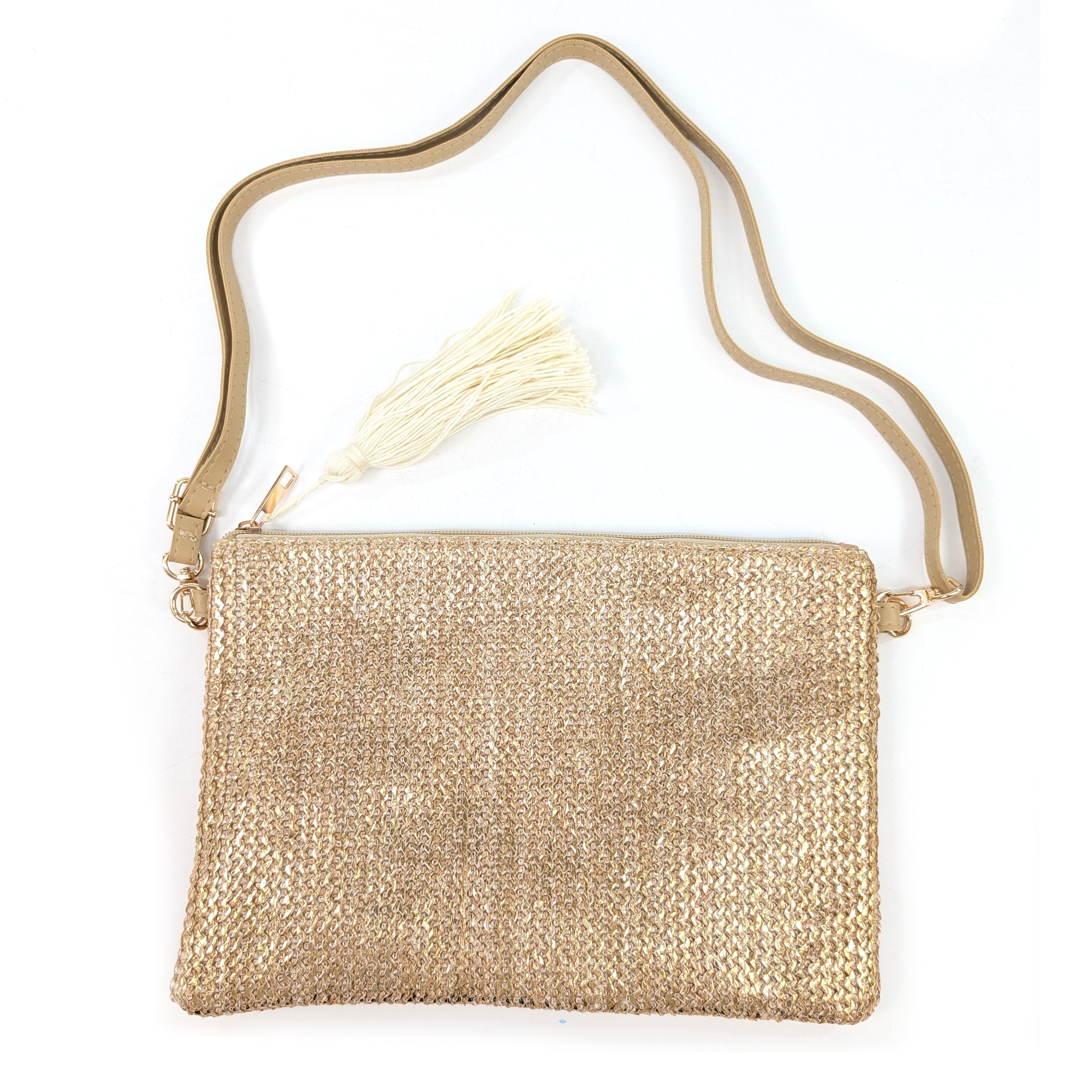 Elegant Gold Tassel Clutch Bag for Women - Perfect for Evening Parties, Weddings & Special Occasions