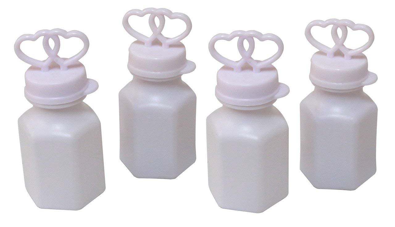 100 White Double Heart Wedding Bubbles - Retail Boxed (Pack of 100) for Wedding Ceremonies, Receptions & Romantic Proposals
