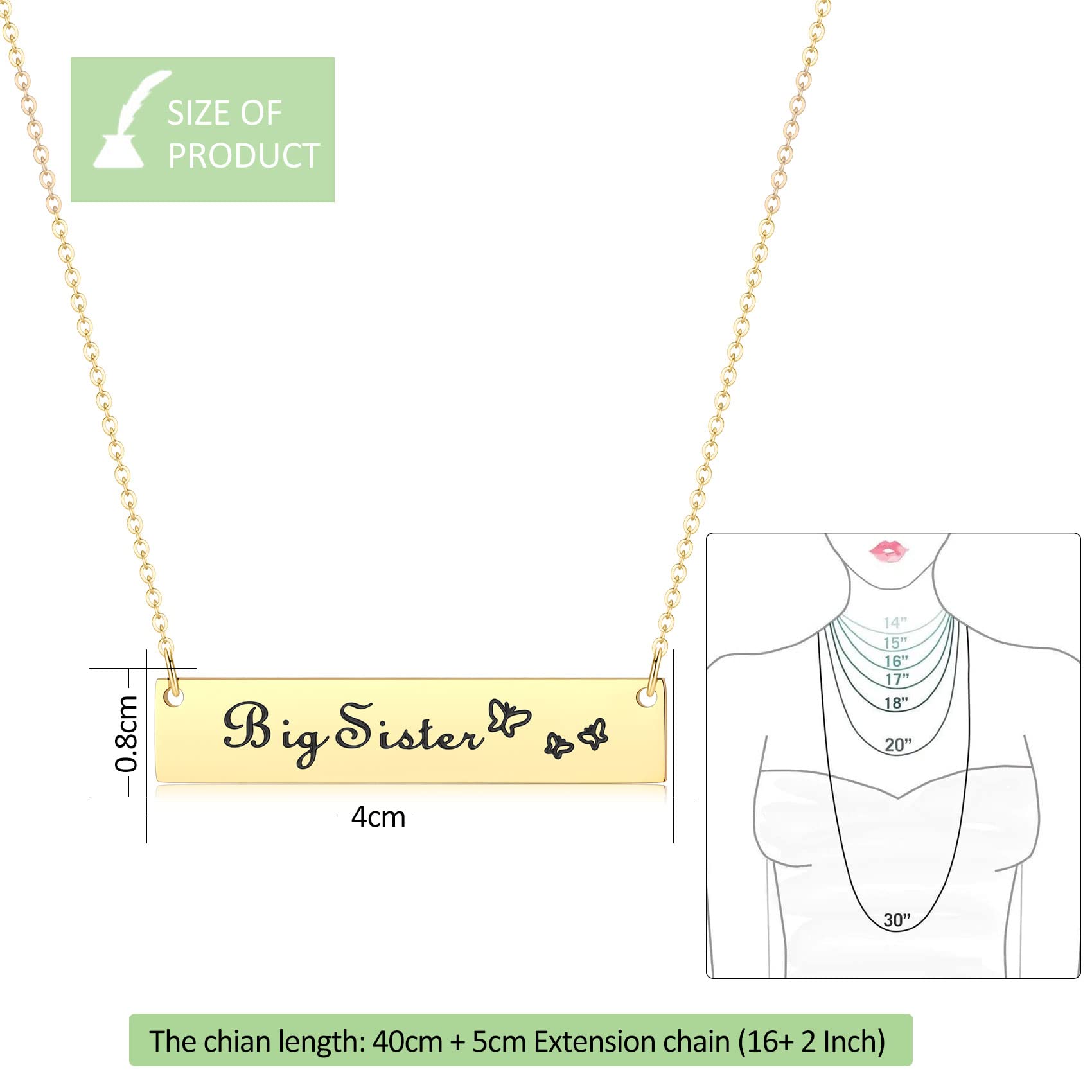 Stainless Steel Sister Necklace Set - 3 Pcs Matching Big Sis, Little Sis & Middle Sis Pendant Necklaces | Thoughtful Birthday & Christmas Gifts for Sisters & Daughters | Perfect for Sister Bonding, Family Reunions & Special Occasions