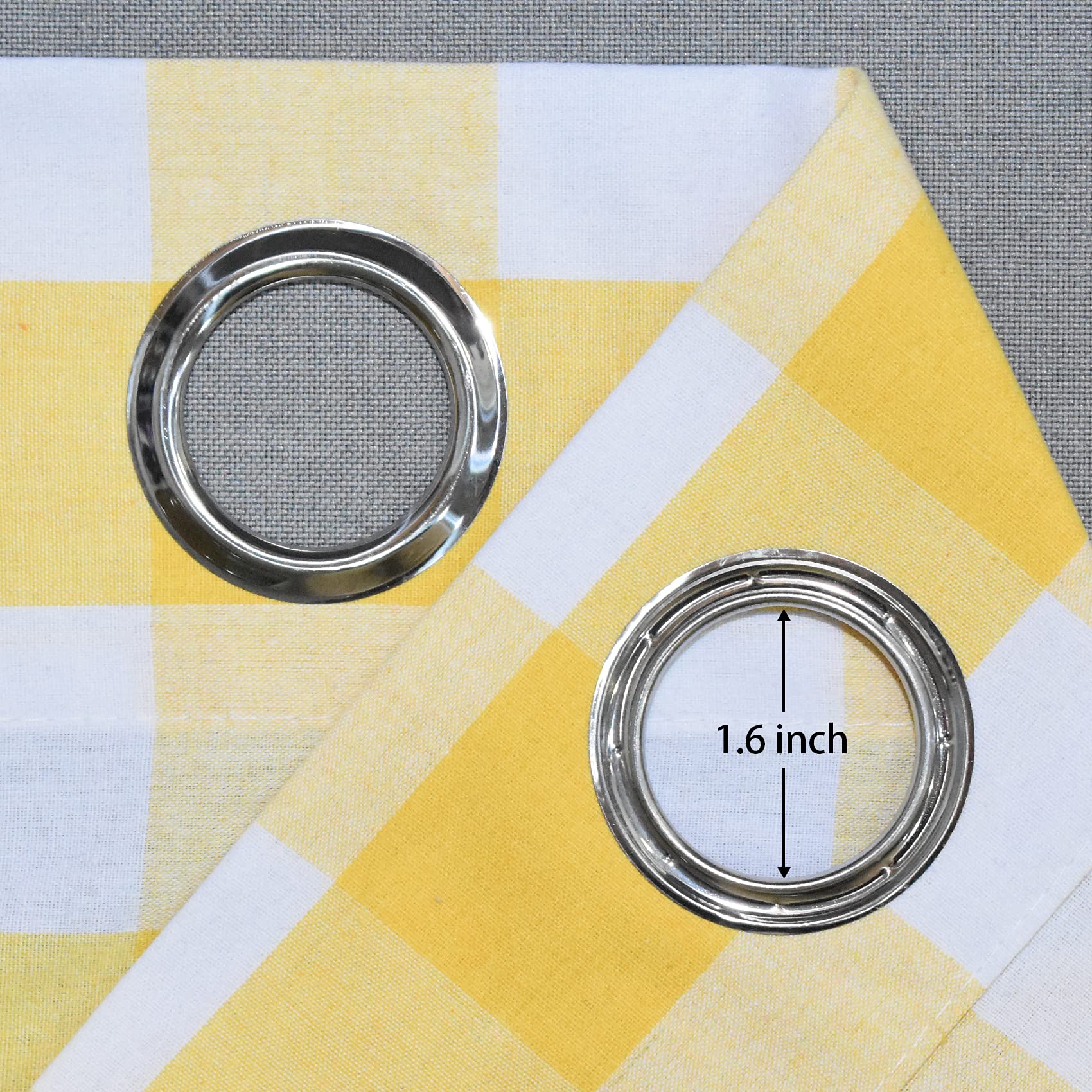 Buffalo Check Curtains 45 Inches - Yellow & White Gingham Plaid Window Drapes for Kitchen, Living Room & Bedroom - 2 Panels with Grommet Top - Perfect for Basement, Farmhouse & Cozy Home Decor