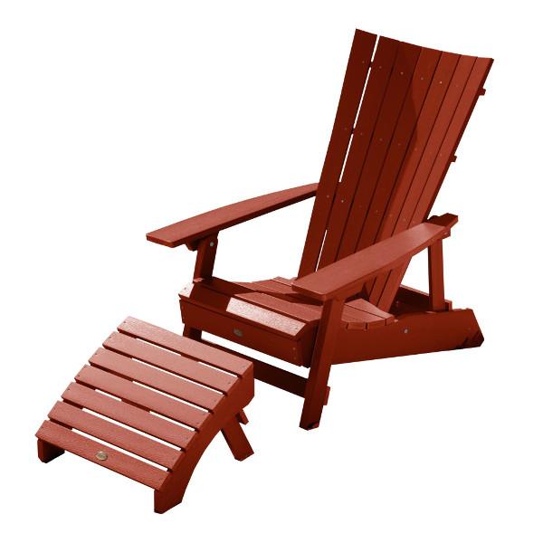 Premium Adirondack Folding Beach Chair with Ottoman - Comfortable Outdoor Lounge Chair for Beach, Poolside, Patio, and Backyard Relaxation