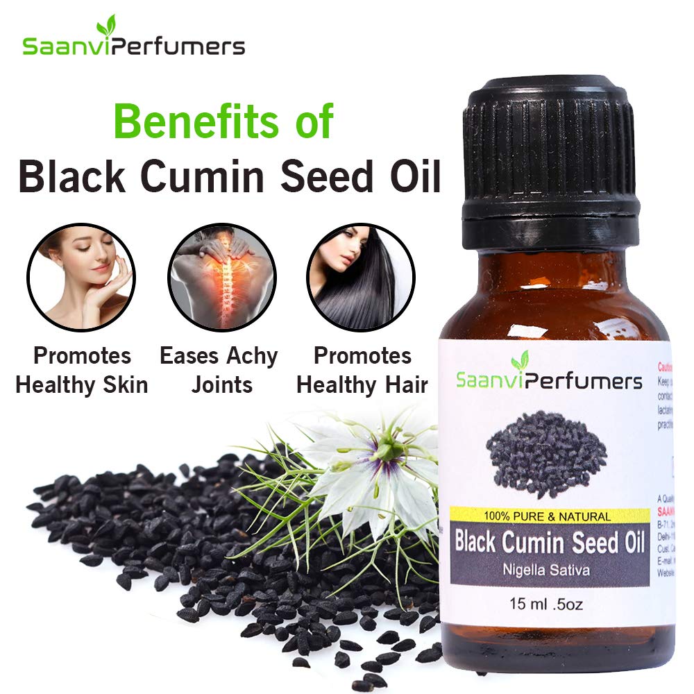Pure Cold Pressed Black Cumin Seed Oil (Kalonji Oil) - 15ML Therapeutic Grade Carrier Oil for Aromatherapy, Massage, Skin & Hair Care | Natural Remedy for Dry Skin, Scalp Health & Relaxation