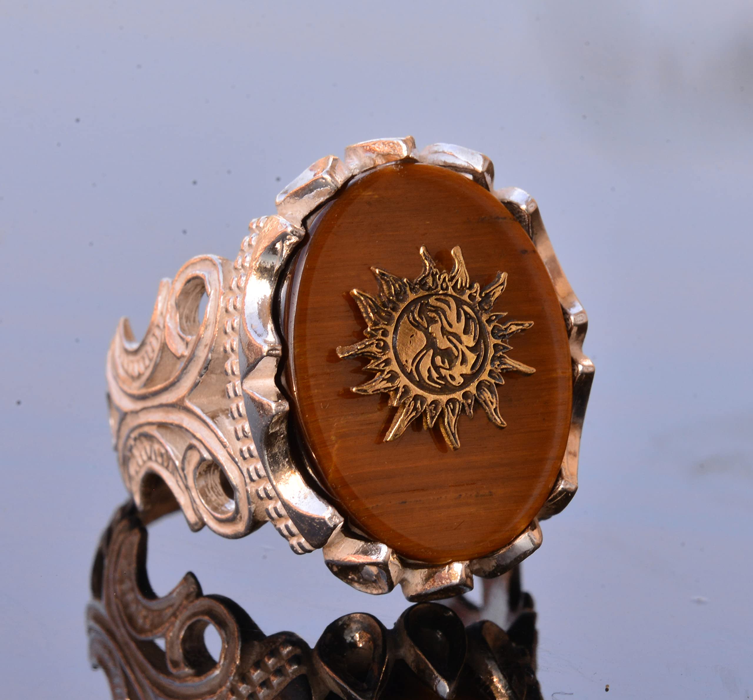925K Sterling Silver Men's Ring with Natural Tiger Eye Gemstone - Elegant Signet Ring for Men - Perfect for Weddings, Gifts & Everyday Wear