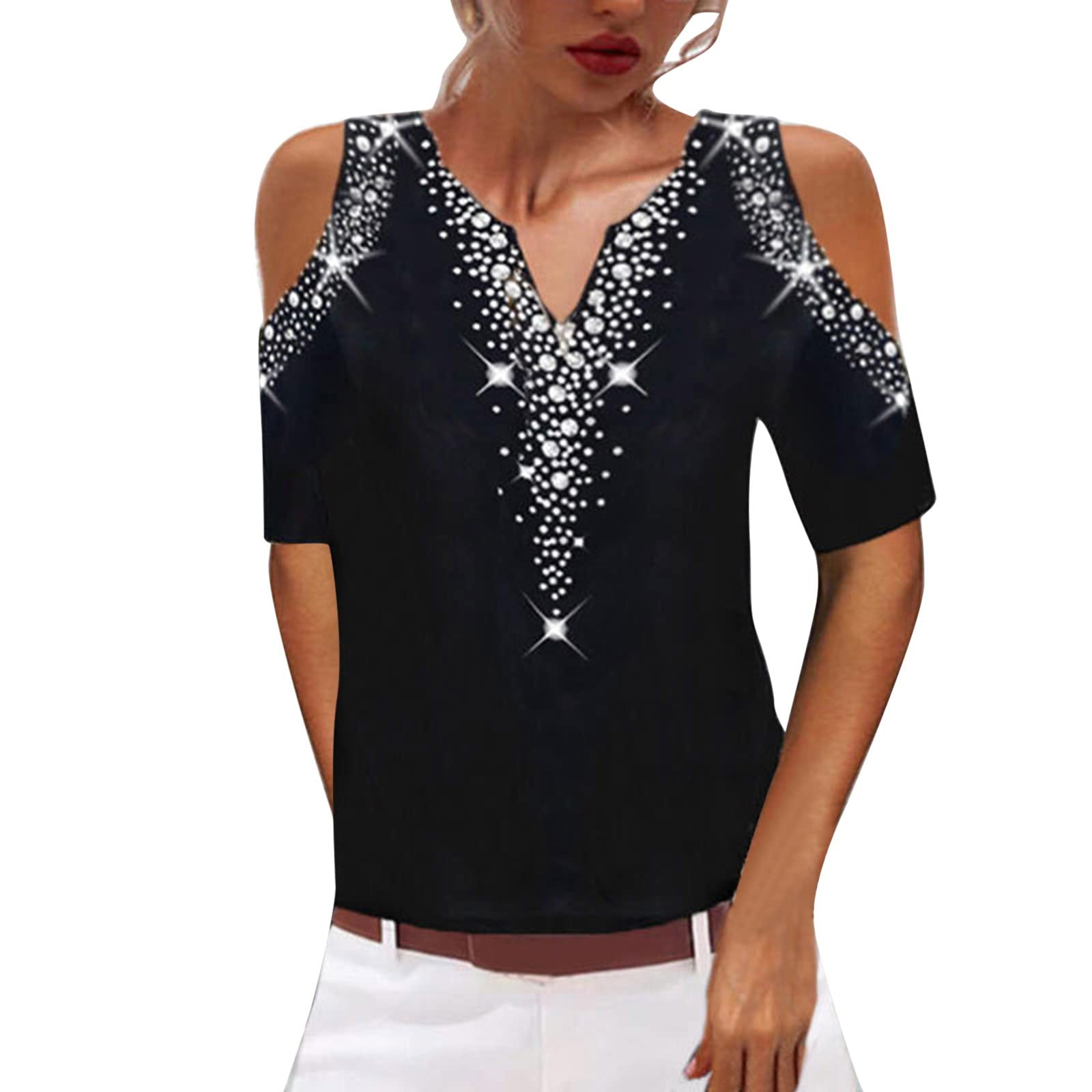 2022 Women's Summer Fashion Off Shoulder Tank Tops - Breathable Workout Blouses & Stylish Tunic Tshirts for Casual Wear, Gym, Beach & Outdoor Activities