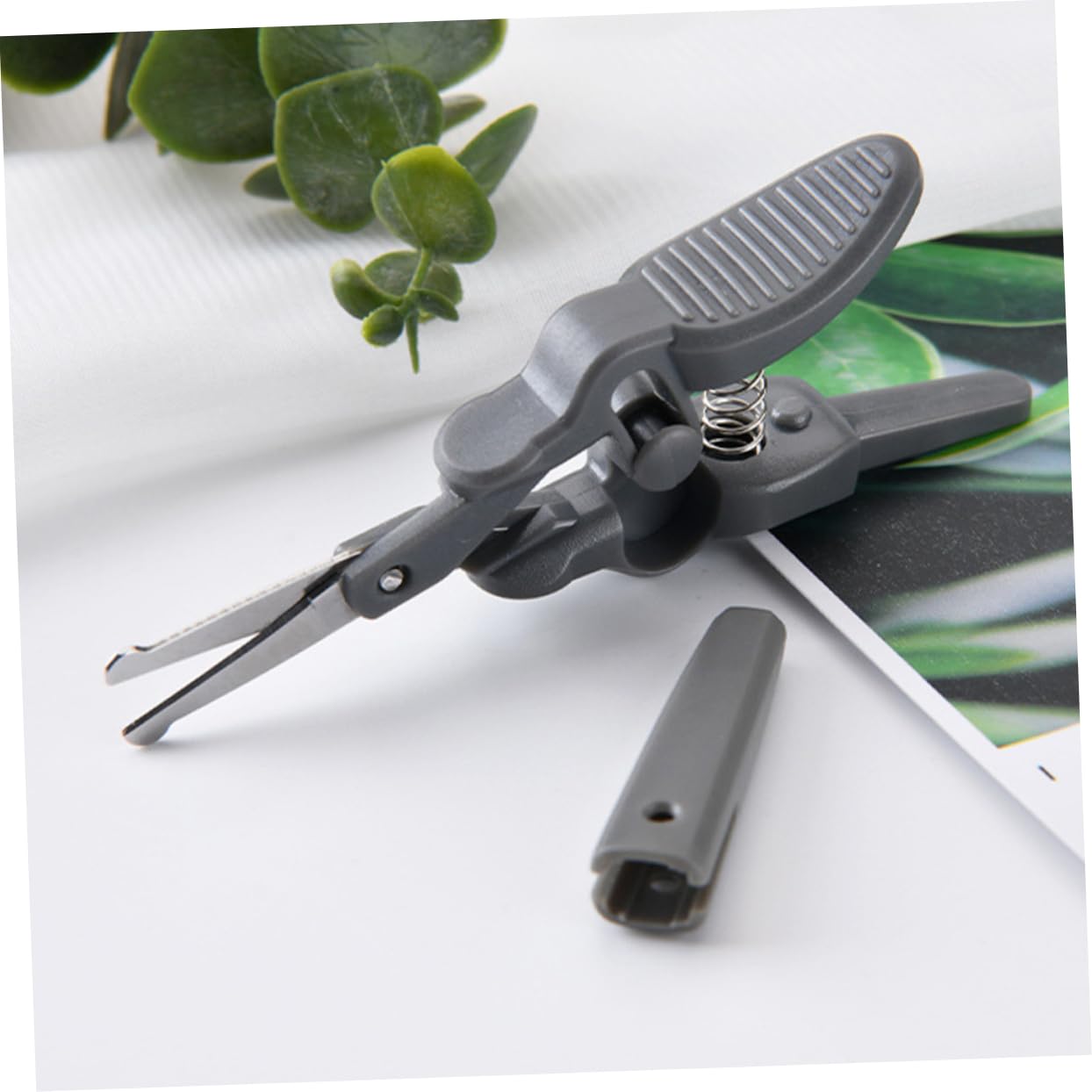 NOLITOY 4-Piece Beard & Eyelash Scissors Set - Professional Grooming Shears for Men, Nose Hair Trimmer, Small Hair & Wig Cutting Scissors - Durable Plastic Grey (Perfect for Home & Salon Grooming)