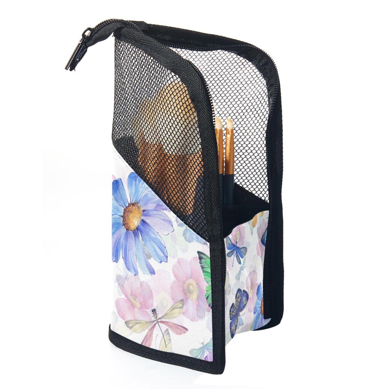 Professional Makeup Brush Holder Organizer with 12 Cosmetic Brushes - Portable Artist Storage Pouch & Butterfly Stand-up Cup for Women & Girls - Perfect for Travel, Home Vanity, and Makeup Studio Organization