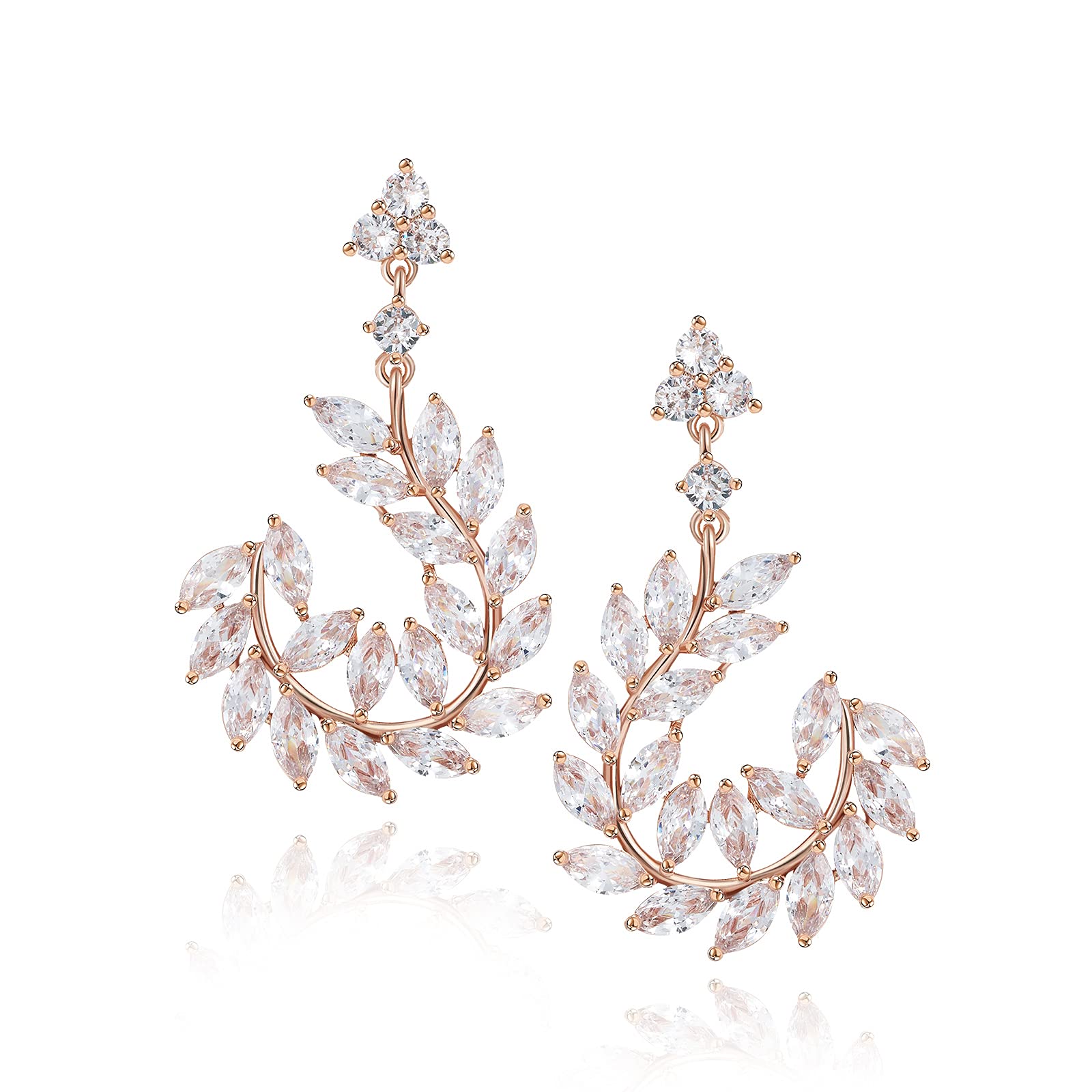 SWEETV Cubic Zirconia Wedding Earrings for Brides - Elegant Dangle Drop Bridesmaid Jewelry for Women | Perfect for Weddings, Prom, Anniversary & Special Occasions