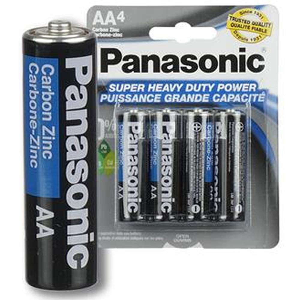 12 Pack Panasonic AA-4 Carbon Zinc Super Heavy Duty Batteries - Long Lasting Power for Flashlights, Toys, Remote Controls & More - All Purpose Household Batteries
