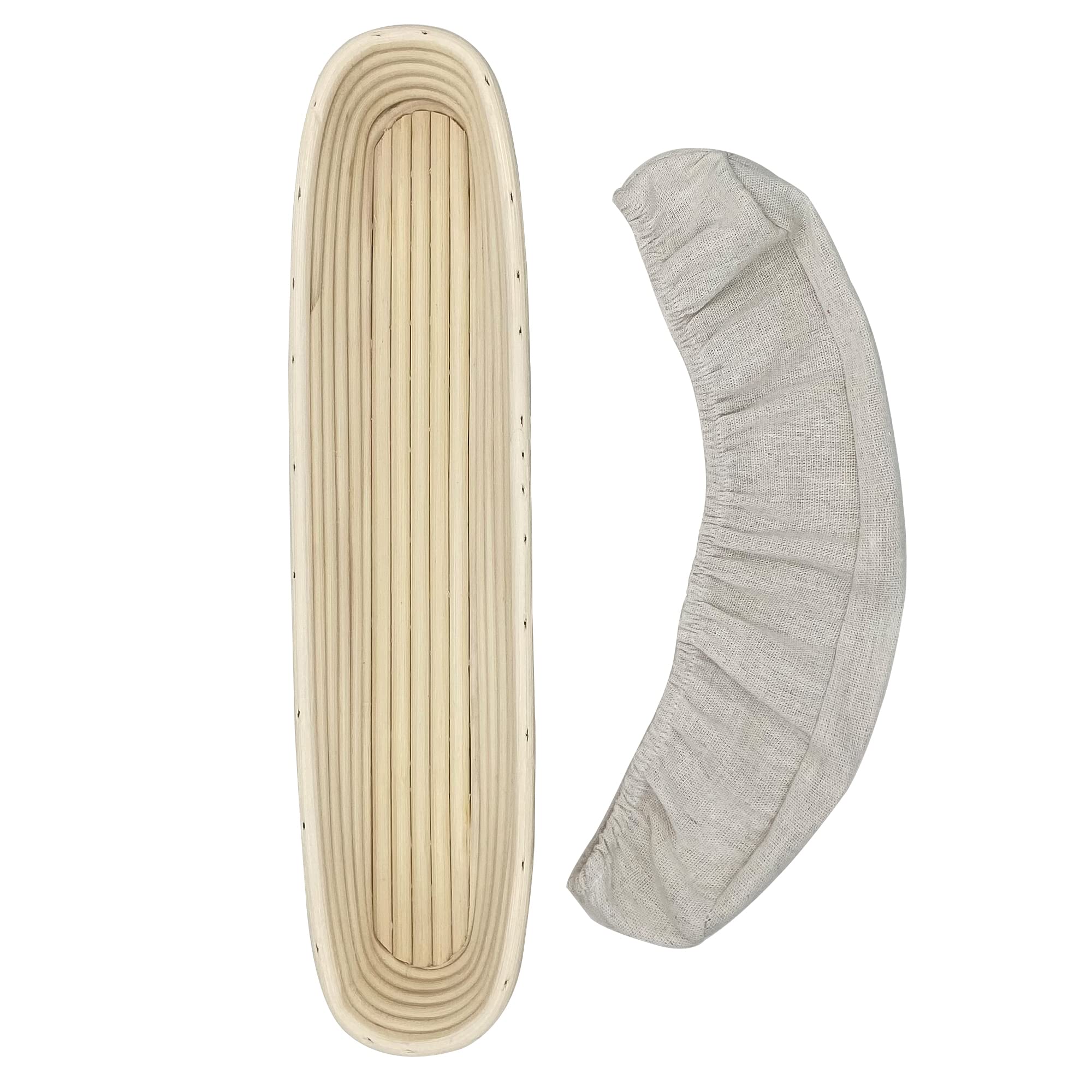 2 Pack Natural Rattan Round Bread Proofing Basket for Baking - 15 Inch Oval Dough Rising Basket (Set of 2) | Perfect for Artisan Sourdough, Homemade Bread & Pastry Making