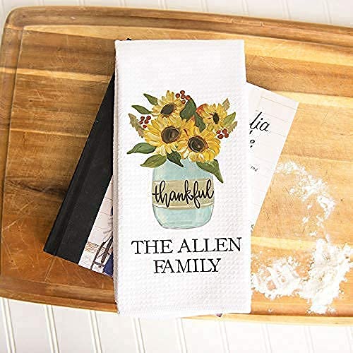 Custom Fall Waffle Weave Dish Towel - Personalized Kitchen Towel Set for Autumn Decor | Absorbent & Durable Cotton Towels for Thanksgiving, Halloween & Cozy Fall Kitchen Decorations