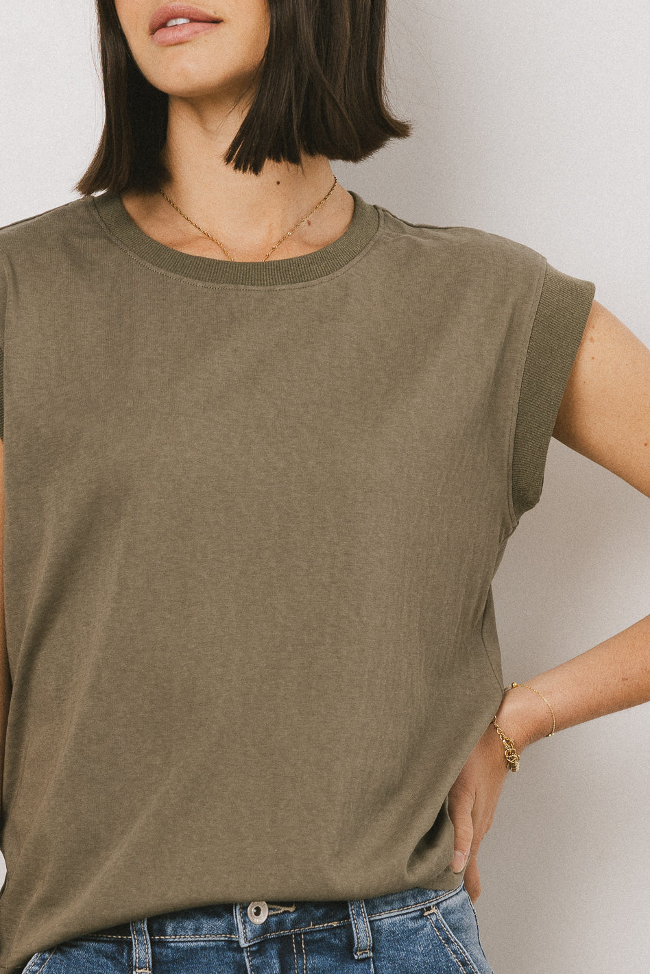 Arlo Women's Olive Green Top - Casual Short Sleeve Blouse for Everyday Wear, Work & Outings
