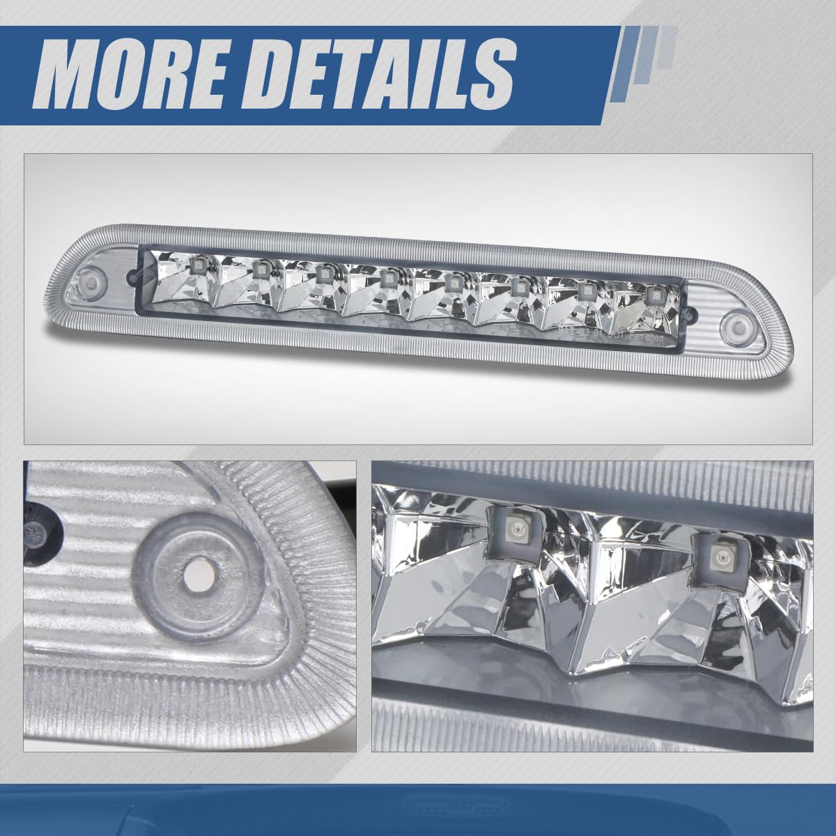 Auto Dynasty LED High Mount Third Brake Light Lamp - Chrome Housing - Compatible with Ford Escape 2001-2007 & Mercury Mariner 2005-2007 - Enhanced Visibility & Safety for Night Driving & Off-Road Adventures