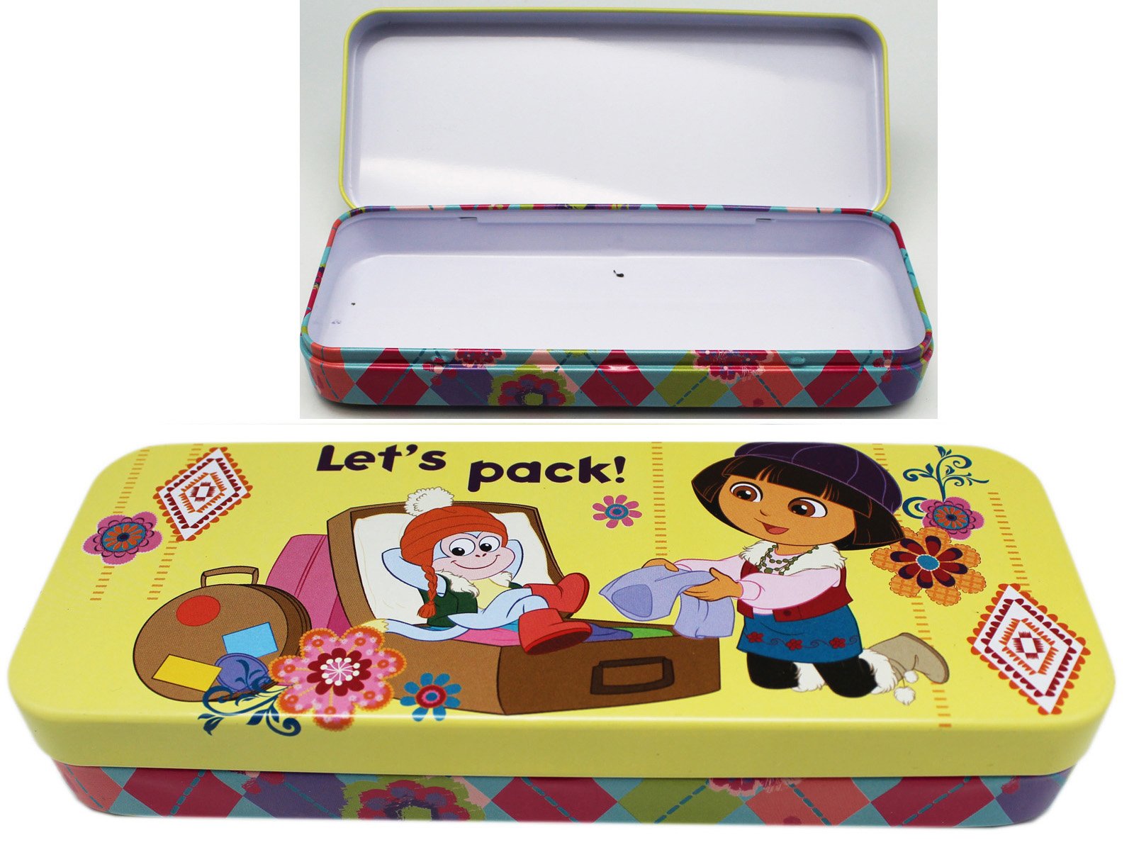Dora the Explorer Pink Woodland Tin Pencil Box - Cute School Supplies Storage for Kids, Girls & Boys | Perfect for Classroom, Home Study & Travel Organization
