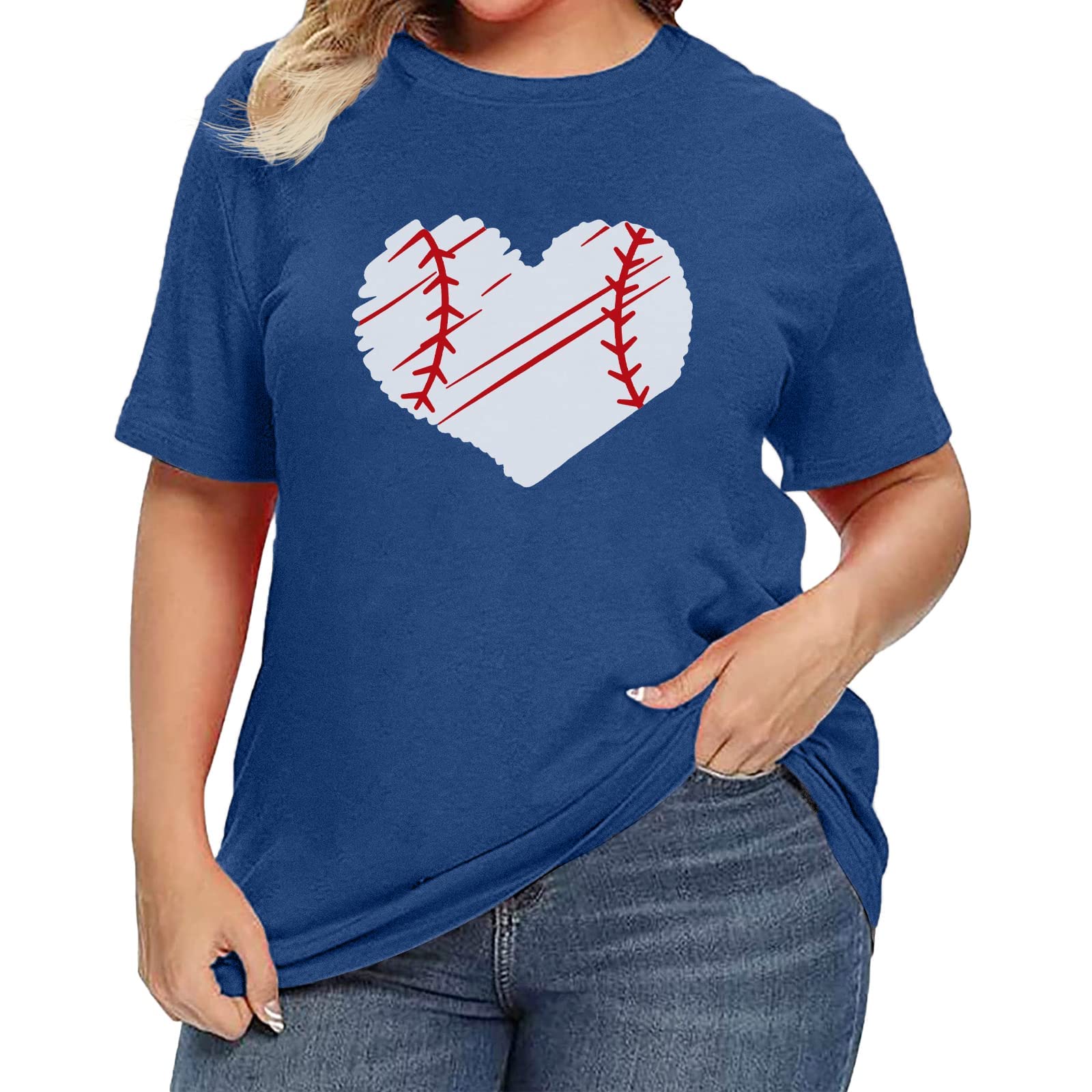 Plus Size Women's Funny Baseball Graphic Tee - Casual Short Sleeve T-Shirt for Women | Comfortable & Stylish Baseball Shirt for Everyday Wear, Sports Events & Casual Outings