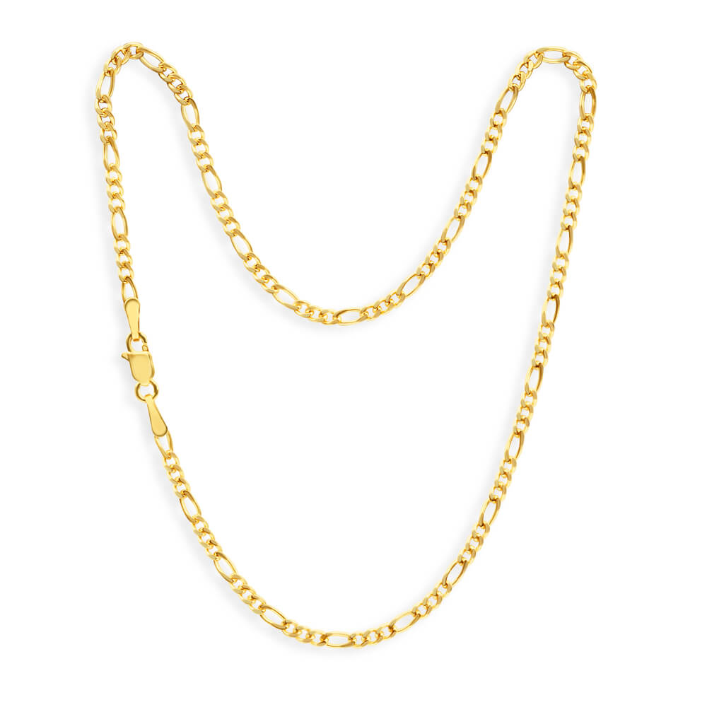 9ct Yellow Gold 1:3 Figaro Chain Anklet - 60 Gauge 27cm Adjustable Ankle Bracelet for Women | Perfect for Beach, Summer & Everyday Wear