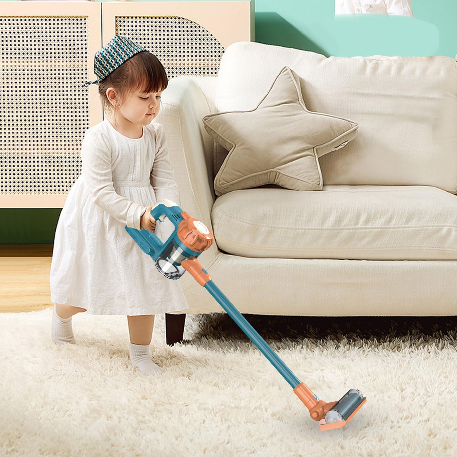 **YoCool Kids Vacuum Cleaner for Toddlers Aged 3+ | Cordless, Lightweight & Powerful Suction | Fun Cleaning Toy for Boys & Girls (Blue & Yellow) | Encourages Chores & Pretend Play**