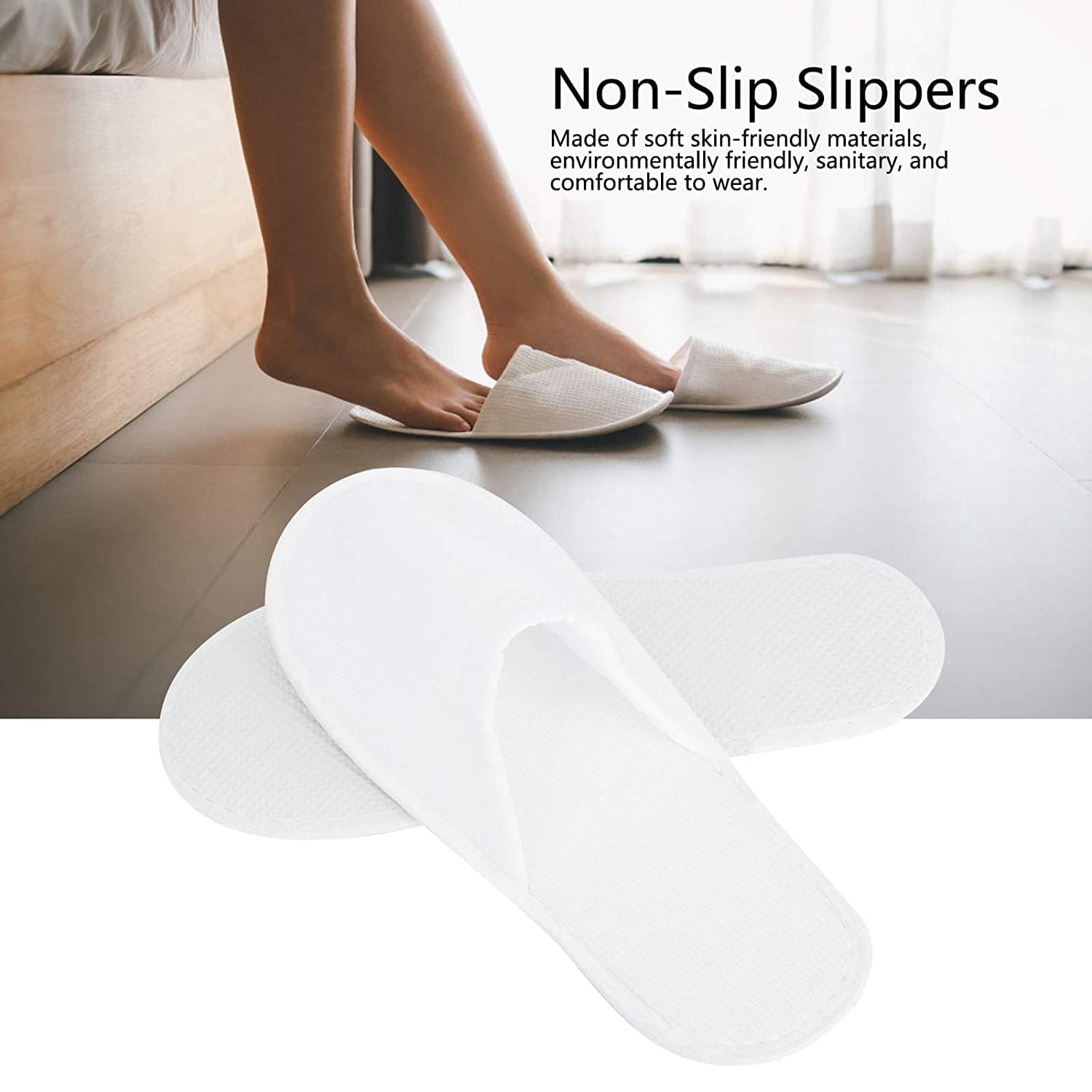 Doberyl Women's Disposable Terry Cloth Slippers for Spa, Salon, Hotel, Hospital, Travel & Home Use - Soft White Close-Toe Slippers (One Size Fits Most, Pack of 5) | Perfect for Guests, Pedicures & Relaxation