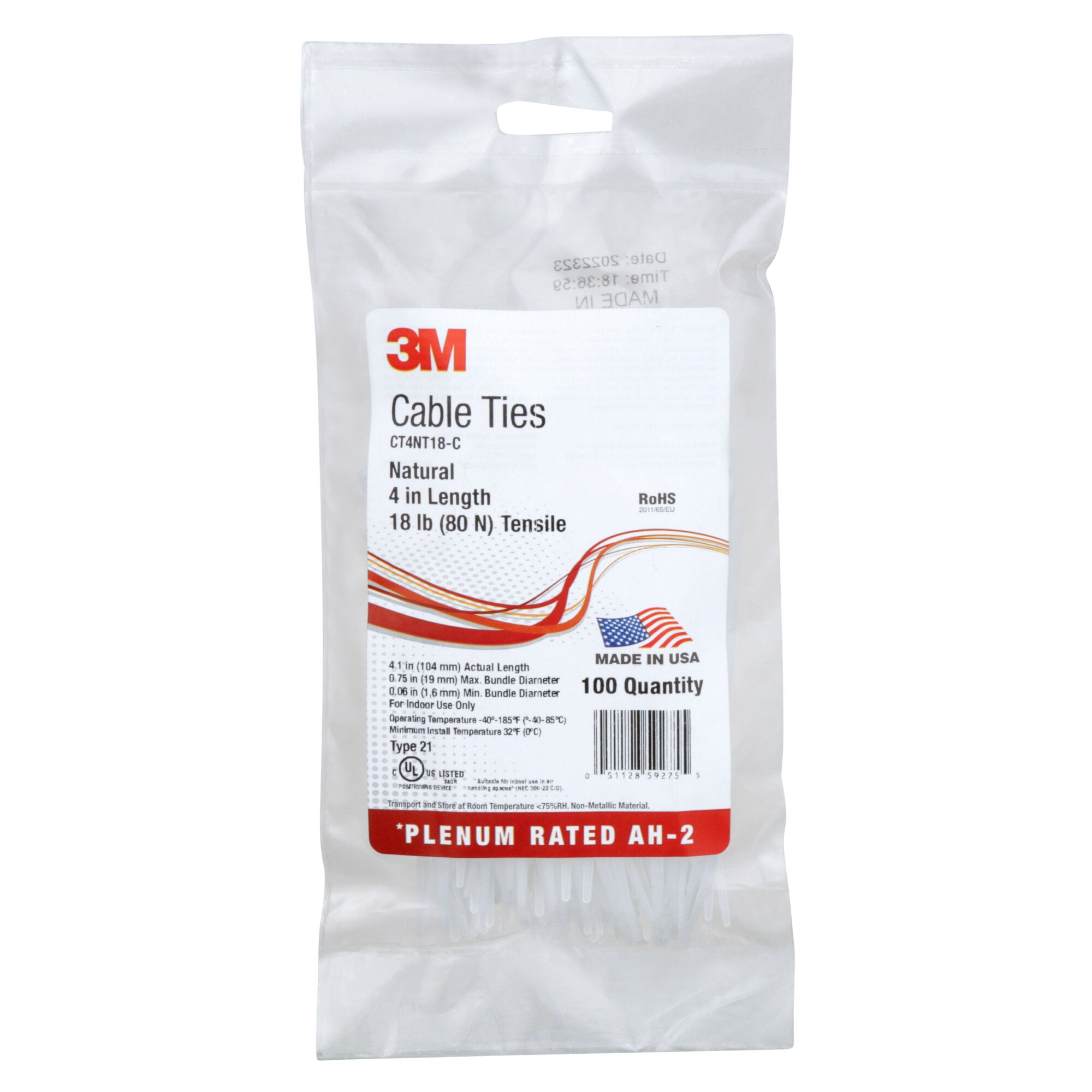 3M CT4NT18 Heavy Duty Cable Ties - 18 Inch, 50lbs Tensile Strength, UV Resistant Nylon Zip Ties for Organizing Wires, Cables & Hoses - Ideal for Home, Office, Industrial and Outdoor Use