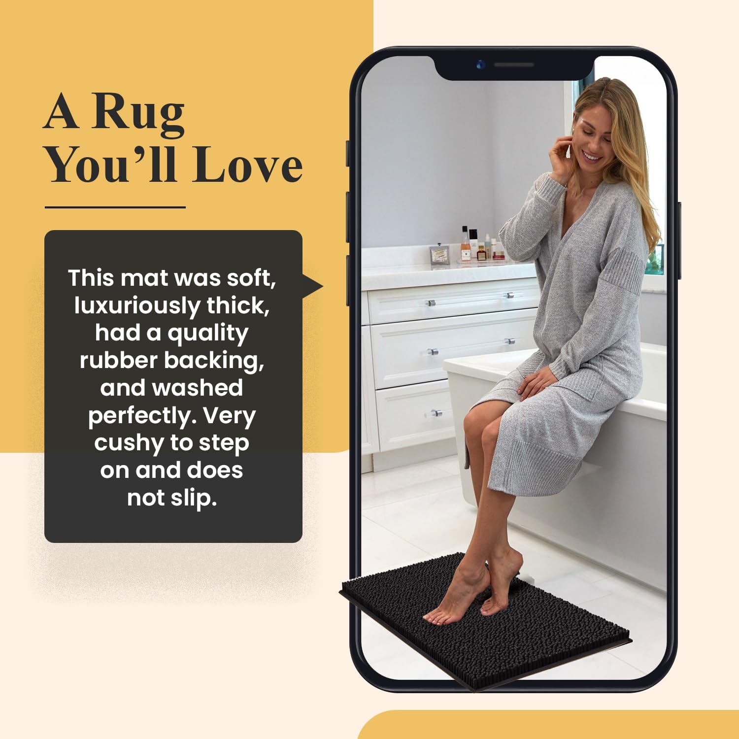 MAYSHINE Plush Shaggy Chenille Bath Mat - Ultra Soft & Super Absorbent Non-Slip Bathroom Rug with Fluffy Microfiber - Perfect for Bathroom Floor, Kitchen, Living Room & Bedroom - 24