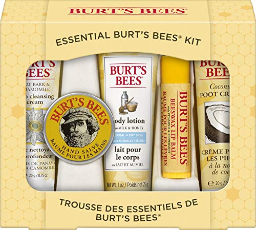 Burt's Bees Gift Set - 5 Essential Skincare Products: Deep Cleansing Cream, Hand Salve, Body Lotion, Foot Cream & Lip Balm (Travel Size) - Perfect for Travel, Gifts & Daily Hydration Routine
