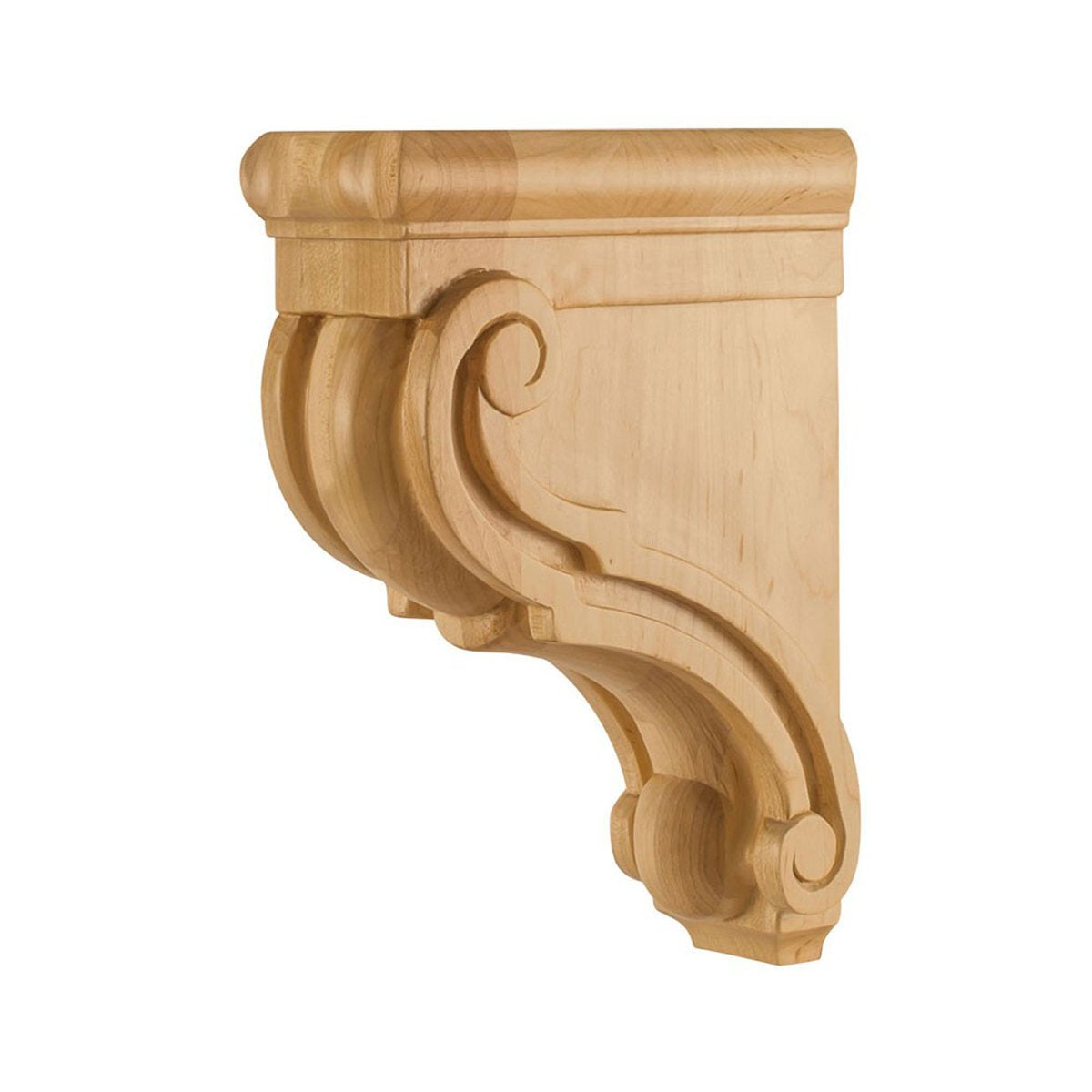 Hardware Resources 3x7x10 Alder Wood Scrolled Bar Bracket - Rustic Shelf Support for Home Decor, Kitchen Shelving & DIY Projects