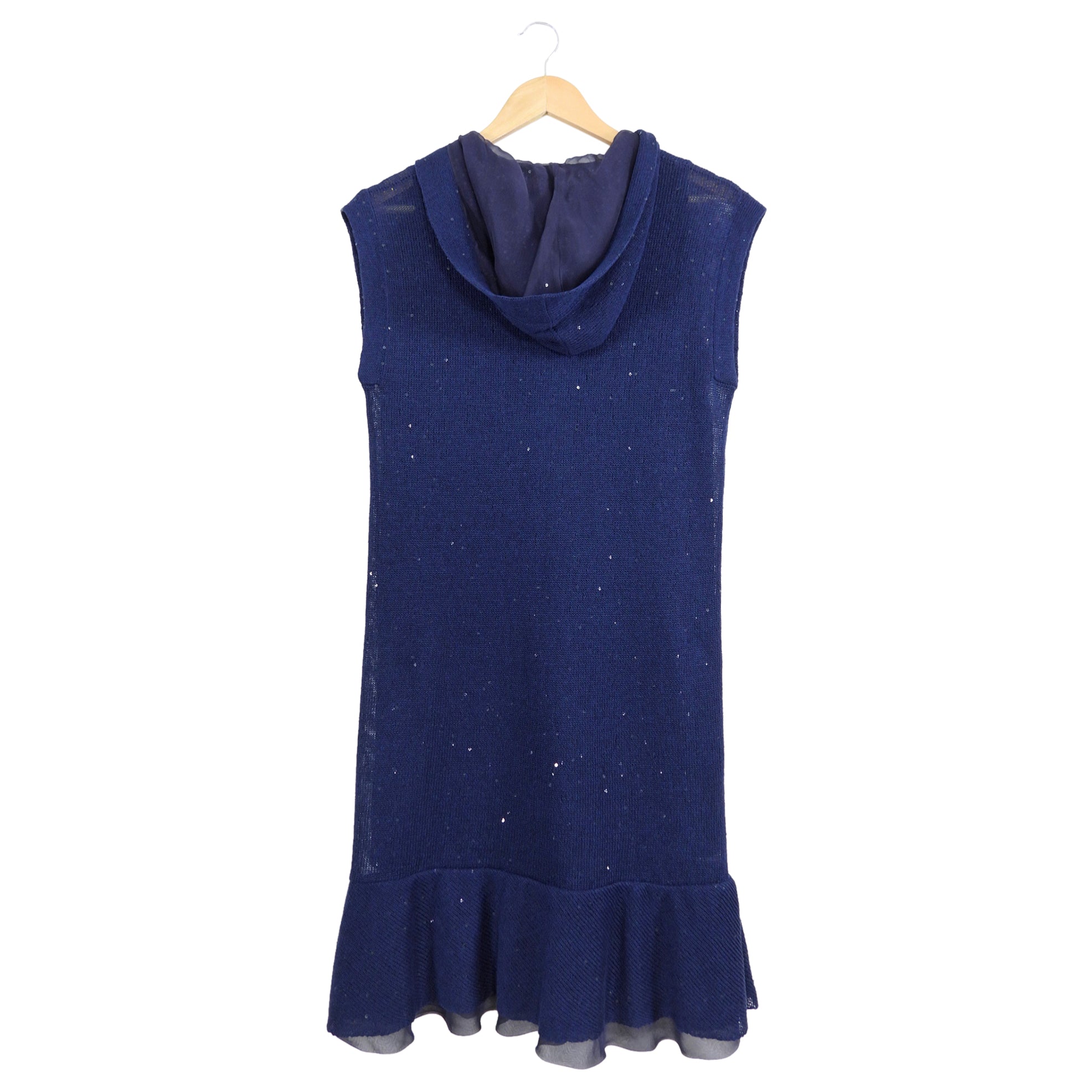 Brunello Cucinelli Navy Blue Knit Sleeveless Zip Dress Size M - Elegant Summer Outfit for Women's Casual Wear & Evening Events