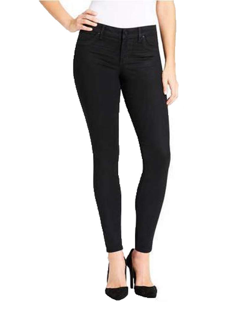 Jessica Simpson Women's Super Skinny Mid Rise Coated Black Denim Jeans - Size 14/32 - Stretch Comfort Fit for Casual Wear & Night Out
