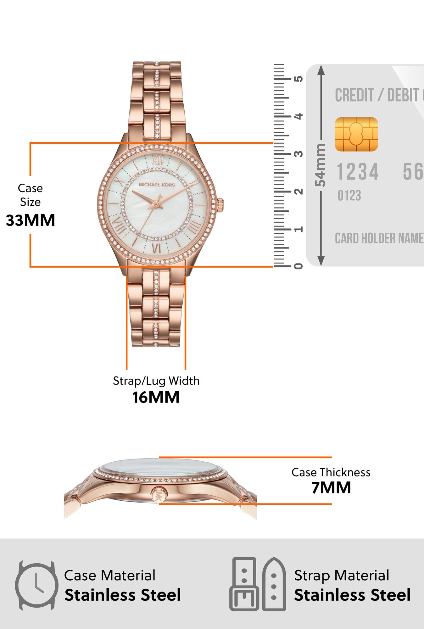 Michael Kors Lauryn Women's Stainless Steel Bracelet Watch - Elegant Fashion Watch for Women | Perfect for Office, Parties & Everyday Wear