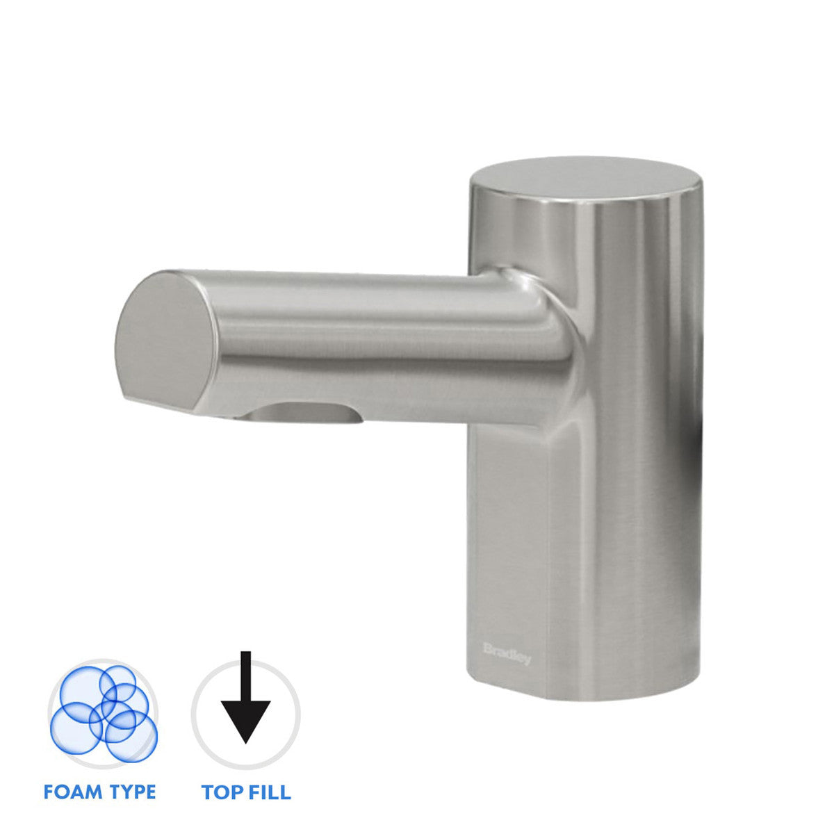 Bradley 6 3300 RFT Metro Series Top Fill Deck Mounted Soap Dispenser - Foam Soap Dispenser for Commercial Restrooms, Kitchens & Public Washrooms | Easy Refill & Durable Design