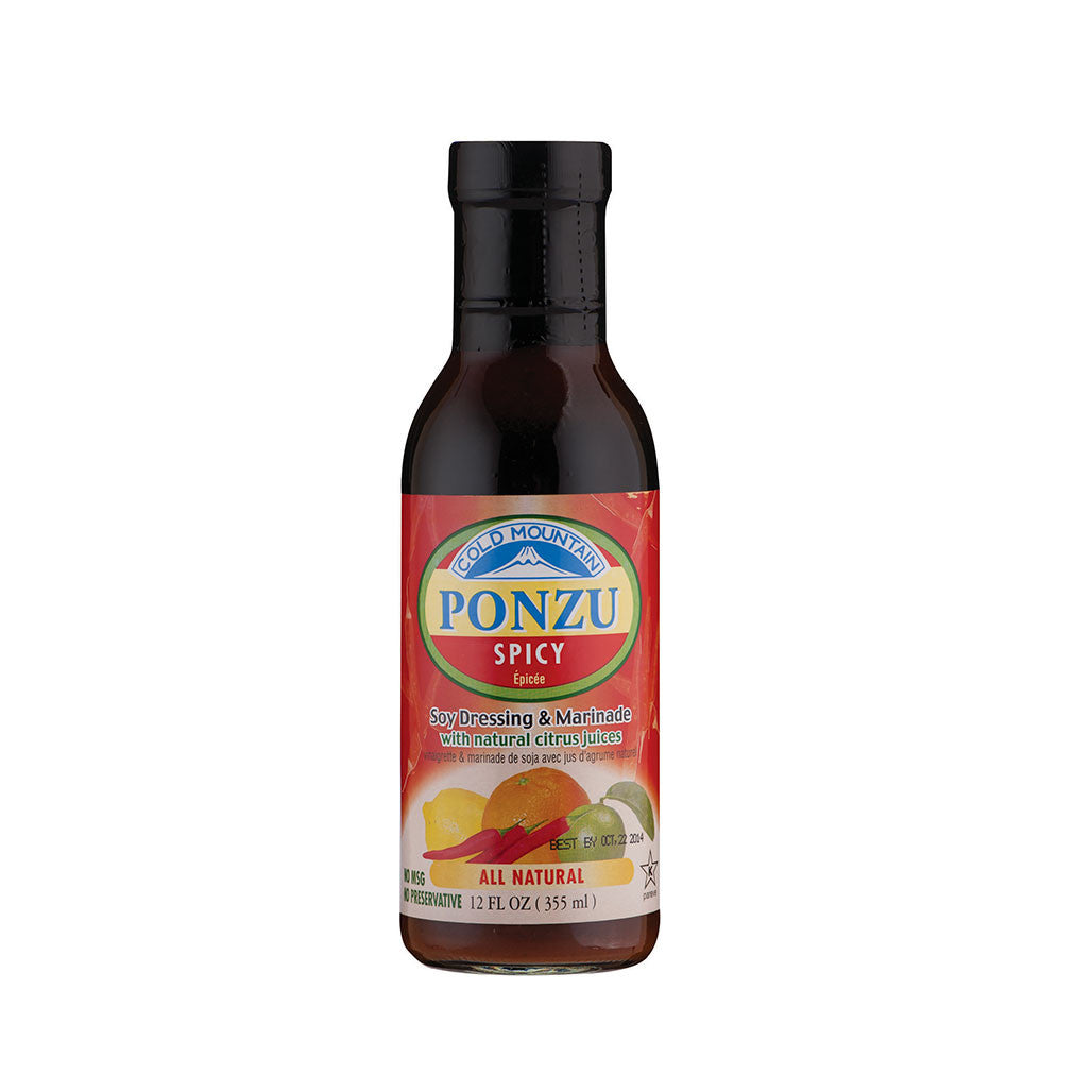 Cold Mountain Organic Spicy Ponzu Sauce - 12 fl oz (355ml) - Premium Japanese Citrus Soy Sauce for Sushi, Noodles & Marinades - Vegan & Gluten-Free