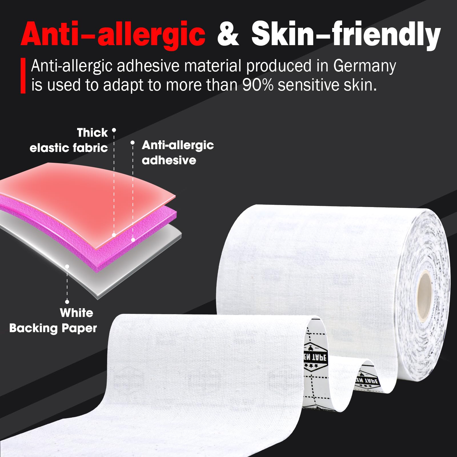 AZEN Turf Tape Football - 4 Inch x 9.14 Yards Extra Wide Kinesiology Tape Rolls, Waterproof Athletic Sports Tape for Turf Burn Protection (White) - Ideal for Football, Soccer, Rugby & Field Sports Players