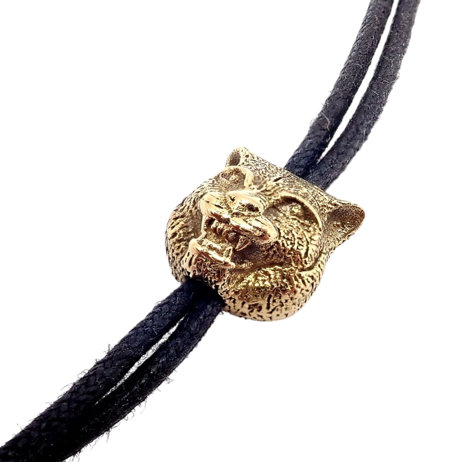 Gucci 18k Yellow Gold Le Marche des Merveilles Tiger Bolo Tie Necklace for Men - Luxury Statement Jewelry for Formal Events & Special Occasions