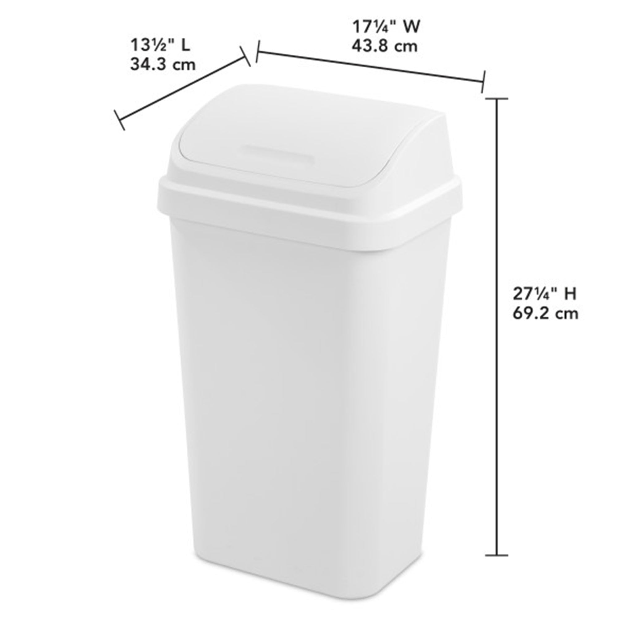 Sterilite 16-Pack 13 Gallon White Kitchen Trash Cans with Swing Lid - Durable Plastic Waste Bins for Home, Office & Restaurant Use
