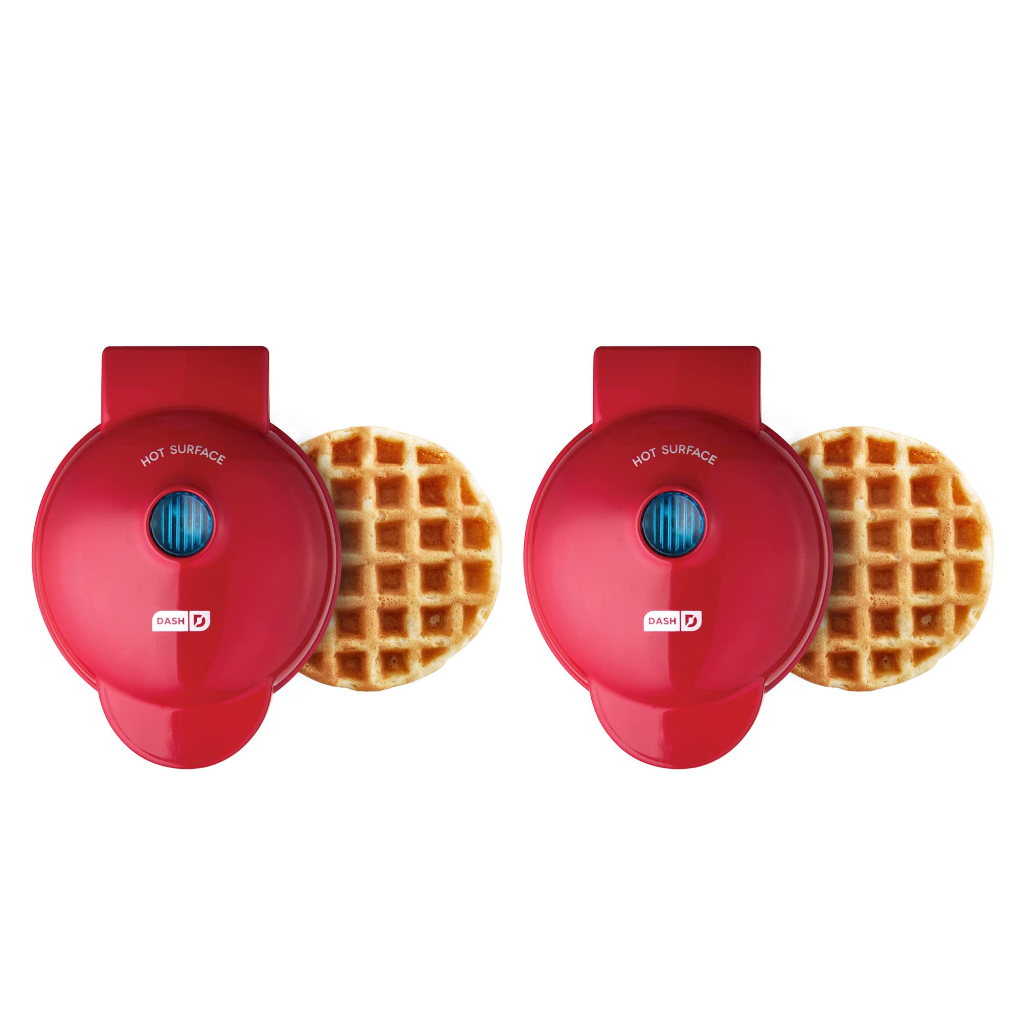 **DASH Mini Waffle Maker (2 Pack) – 4 Inch Non-Stick Waffle Iron for Individual Waffles, Hash Browns & Keto Chaffles – Easy to Clean, Compact & Perfect for Breakfast, Snacks & Keto Diet (Red)**