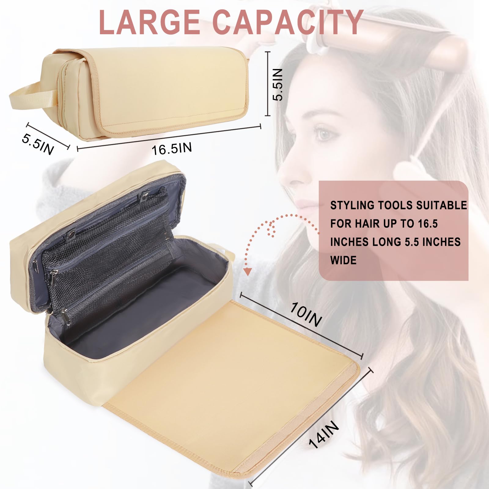 Heat Resistant Hair Tools Travel Bag - Portable Storage for Straighteners & Curling Irons - Perfect for Women's Travel Essentials