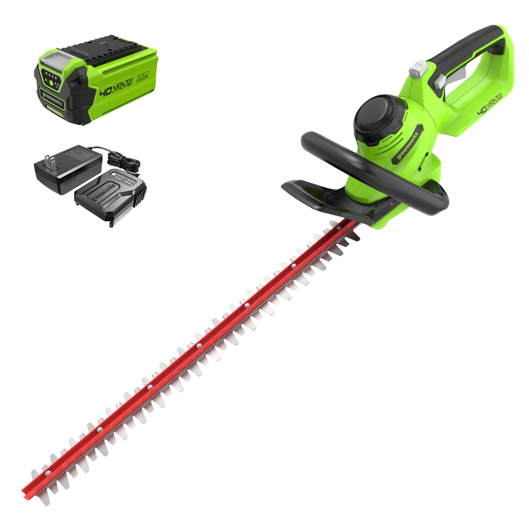 Greenworks 40V 24-Inch Cordless Hedge Trimmer with 1-Inch Cutting Capacity - Includes 2.0Ah Battery & USB Charger - Perfect for Landscaping, Yard Maintenance & Professional Gardening