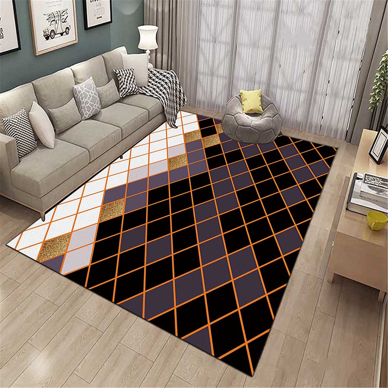Non-Slip Anti-Fatigue Kitchen Floor Mat - Waterproof Oil-Proof Standing Comfort Mat for Home & Office - Geometric Design Area Rug (90x1000cm, Customizable) - Perfect for Cooking, Dishwashing & Long Standing Work