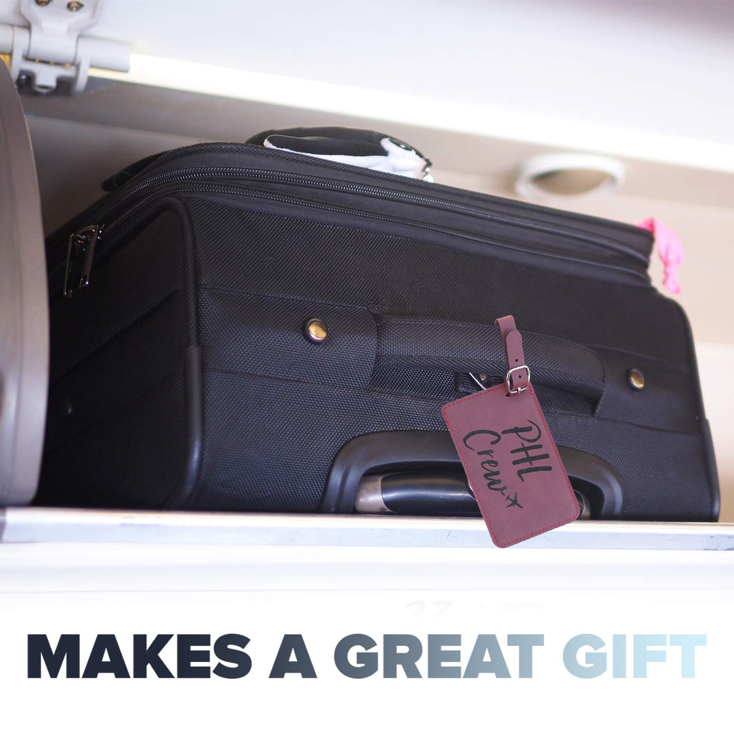 Philadelphia Crew Luggage Tag Set of 2 - American PHL Crew Base Airline Travel Accessories (Pink) - Perfect for Flight Attendants, Pilots & Frequent Flyers