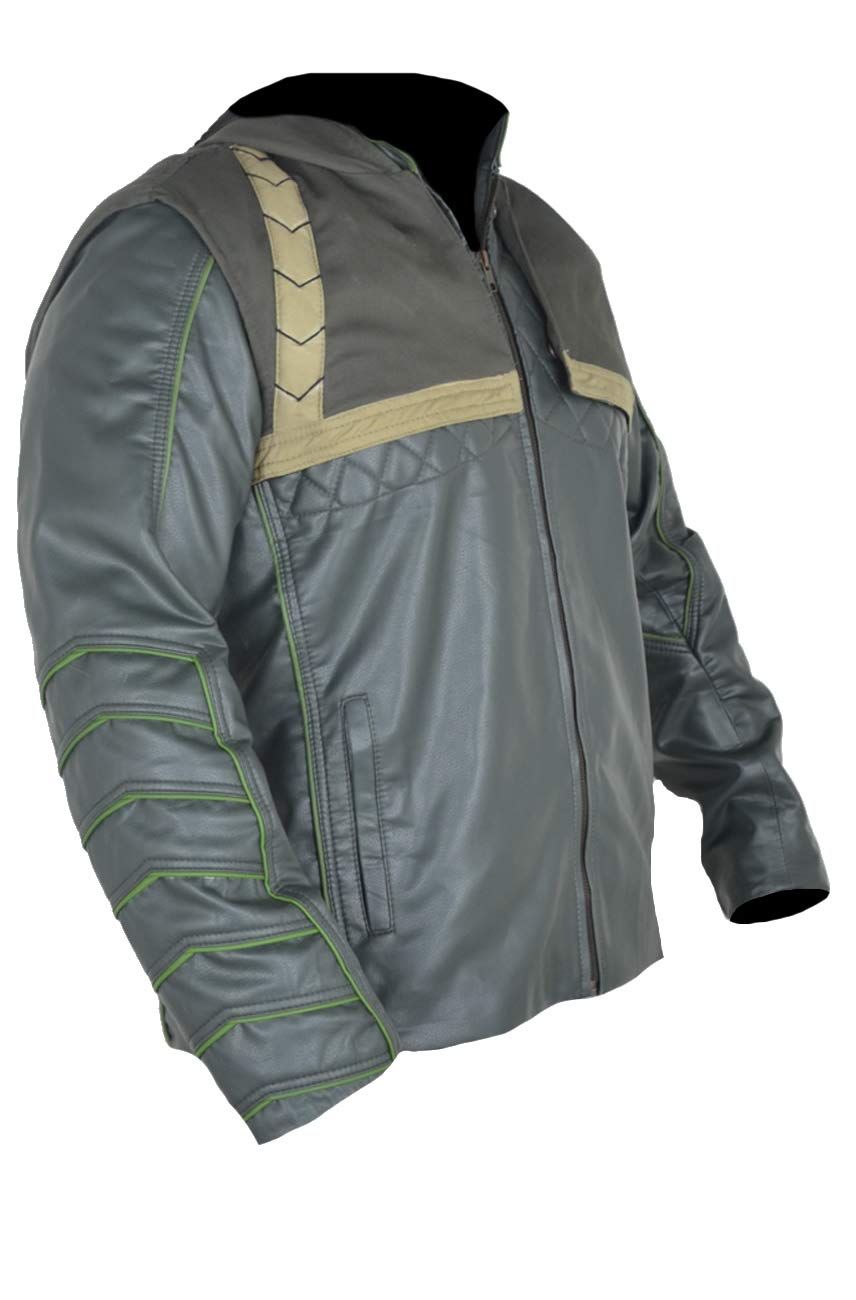 Classyak Men's Genuine Leather Arrow Green Jacket - Stylish Hoodie Design for Casual Wear & Outdoor Adventures | Perfect for Street Fashion, Fall Layering & Motorcycle Riding